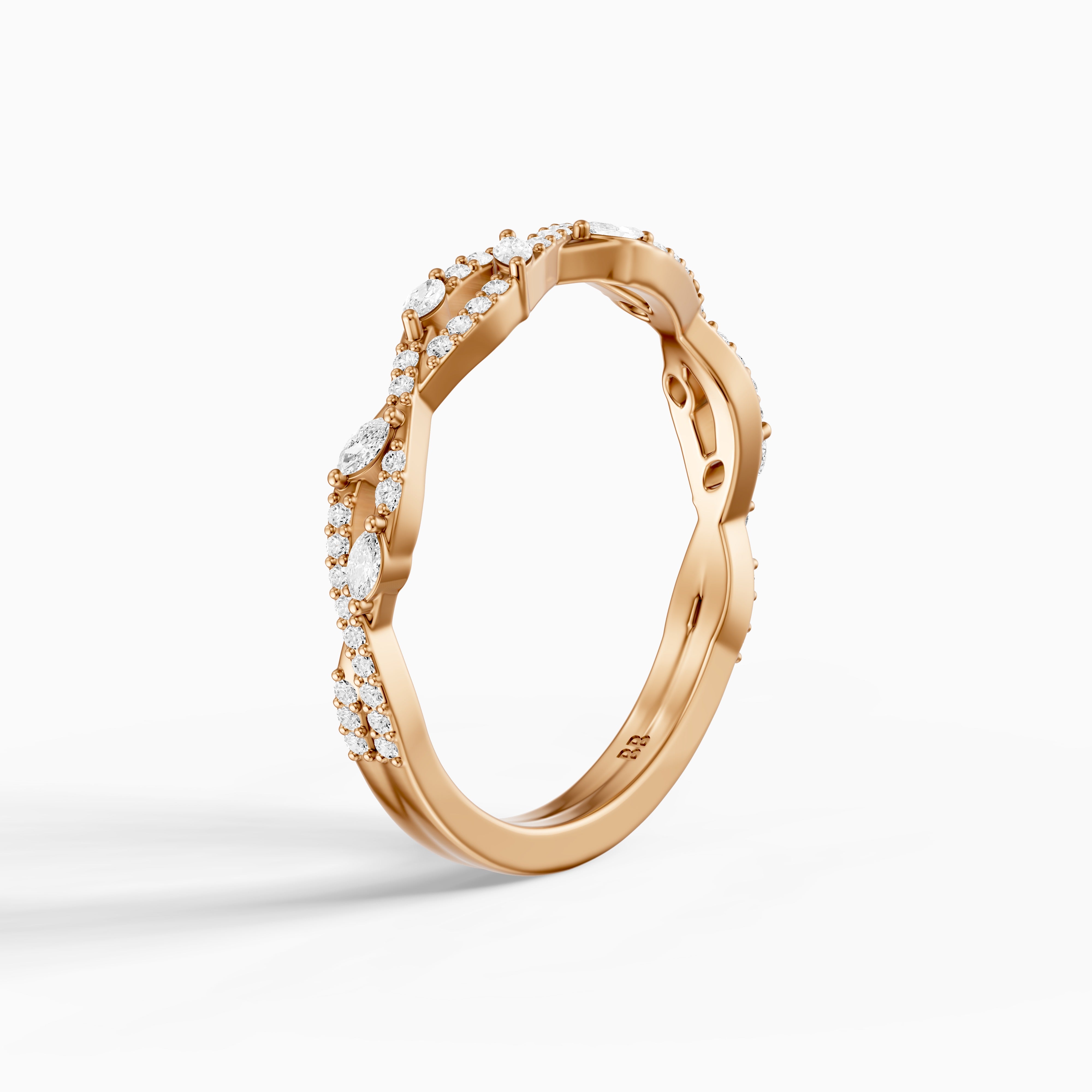 Elodie Twisted Marquise and Round Lab Grown Diamond Wedding Band