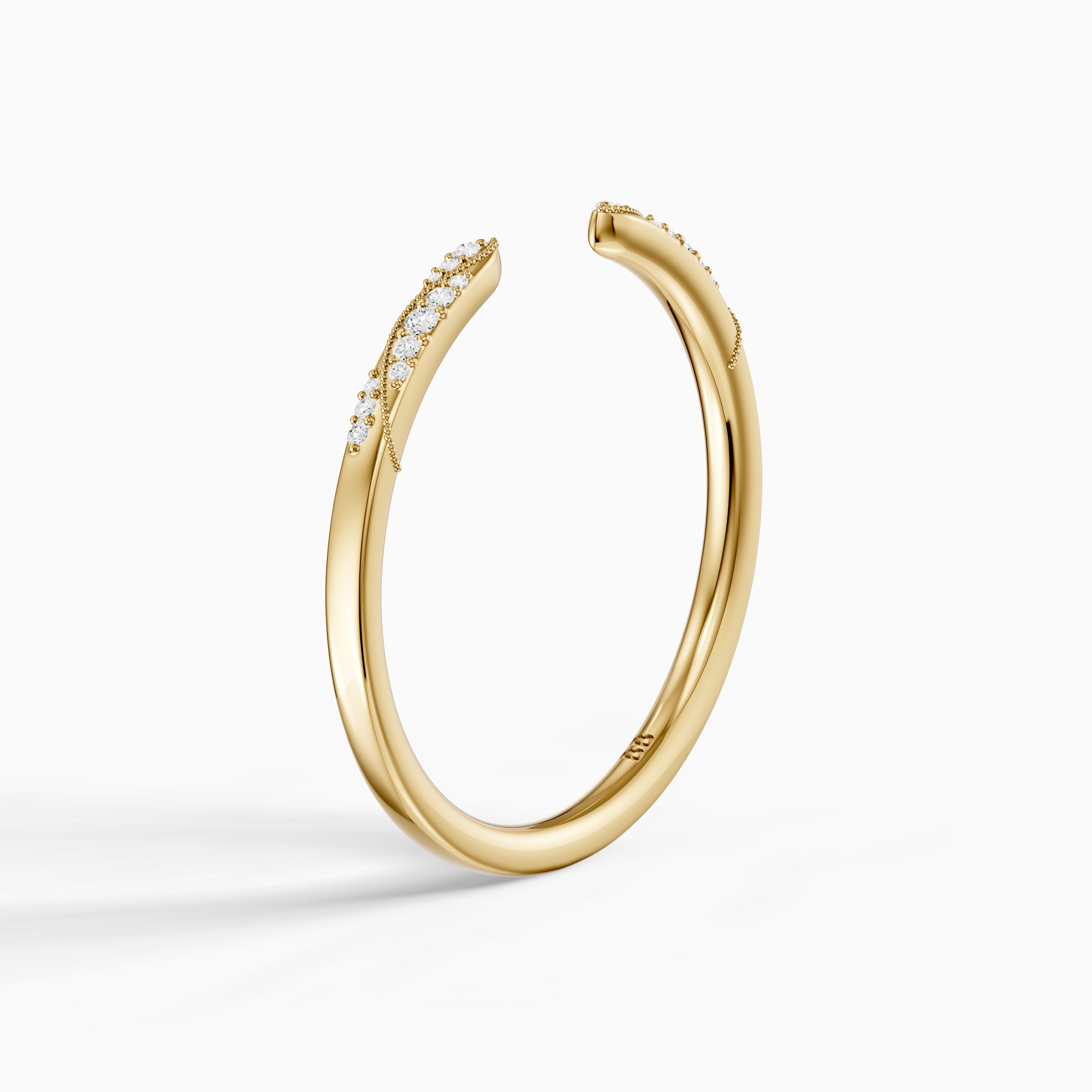 Isla Open Wedding Band Lab Grown Diamond with Milgrain