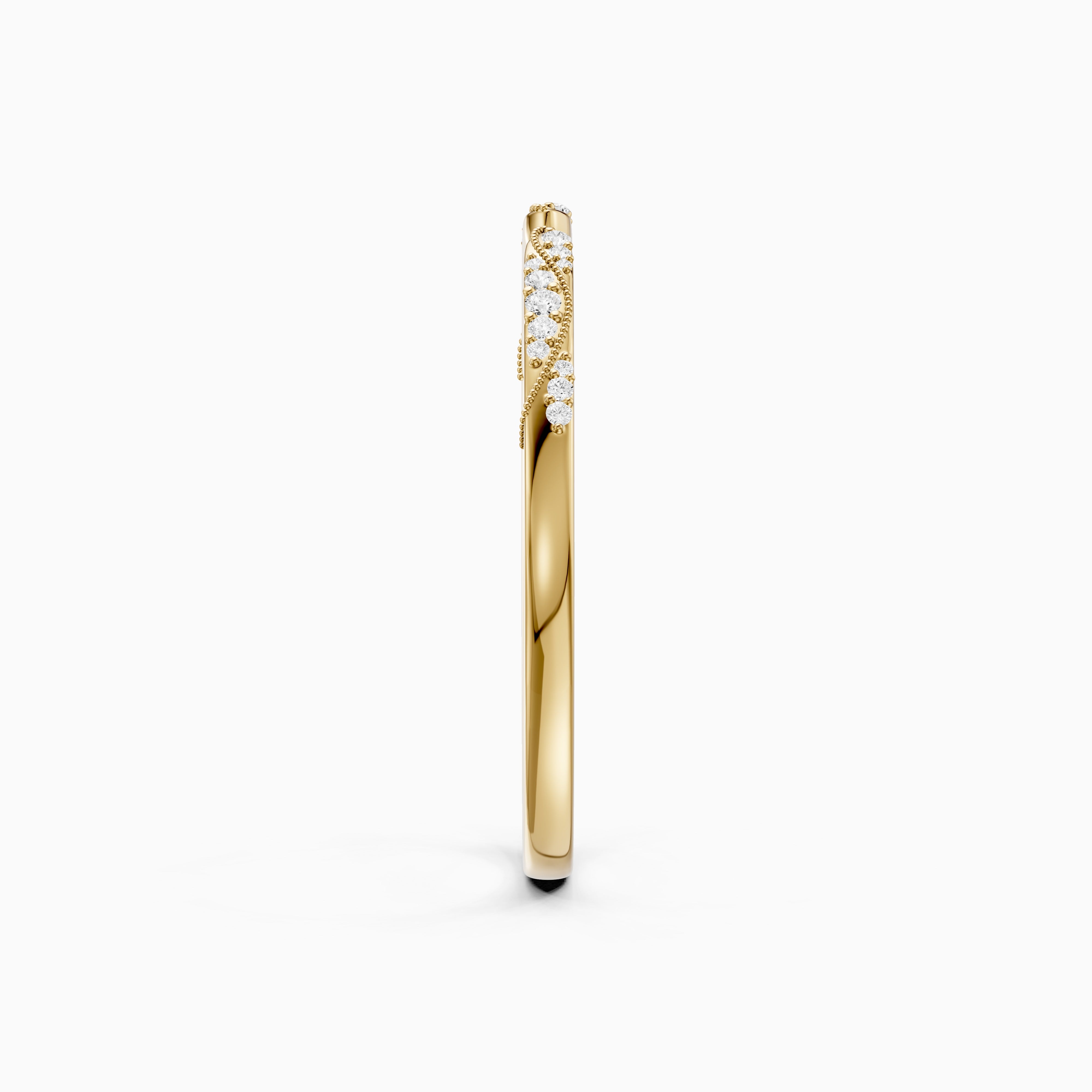 Isla Open Wedding Band Lab Grown Diamond with Milgrain