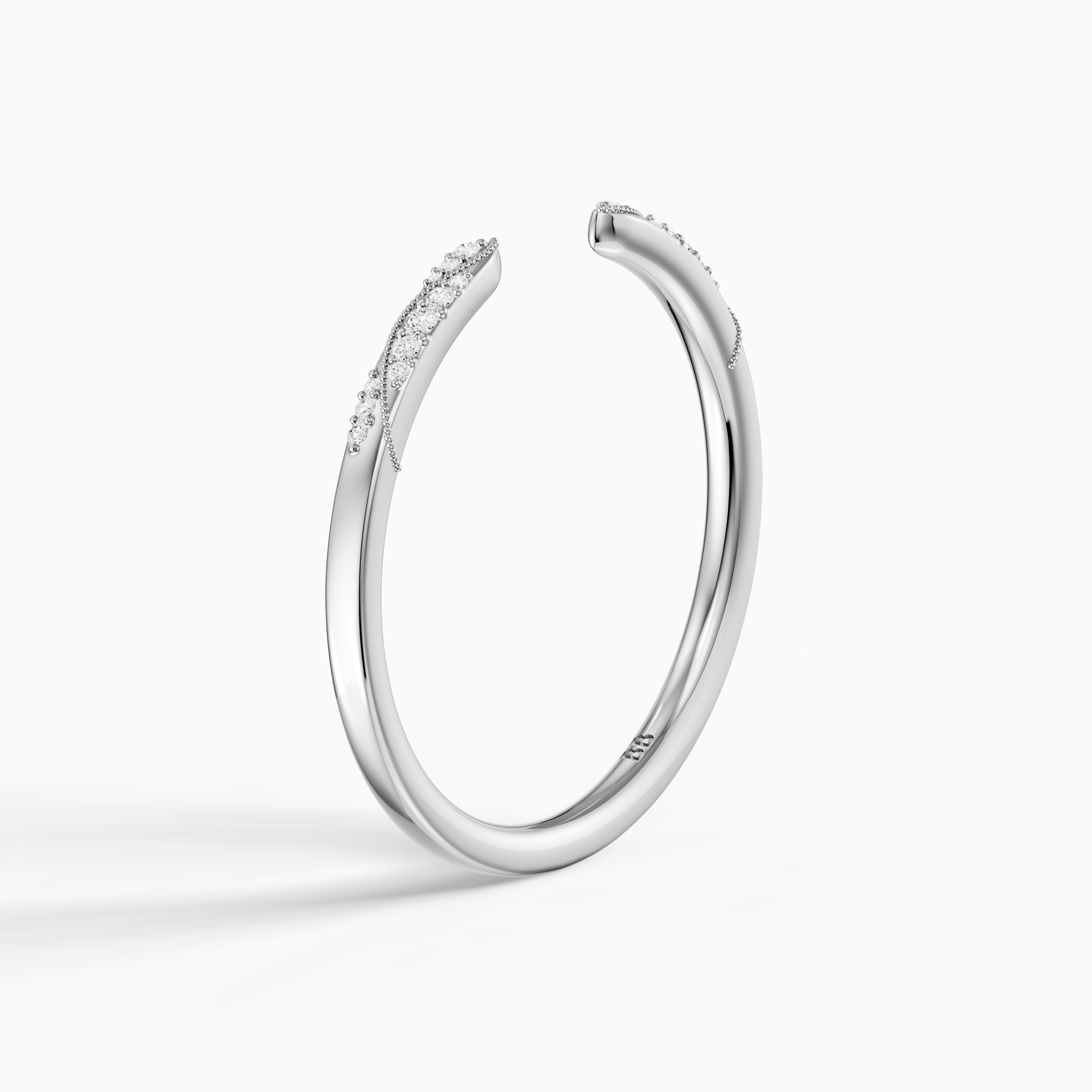 Isla Open Wedding Band Lab Grown Diamond with Milgrain