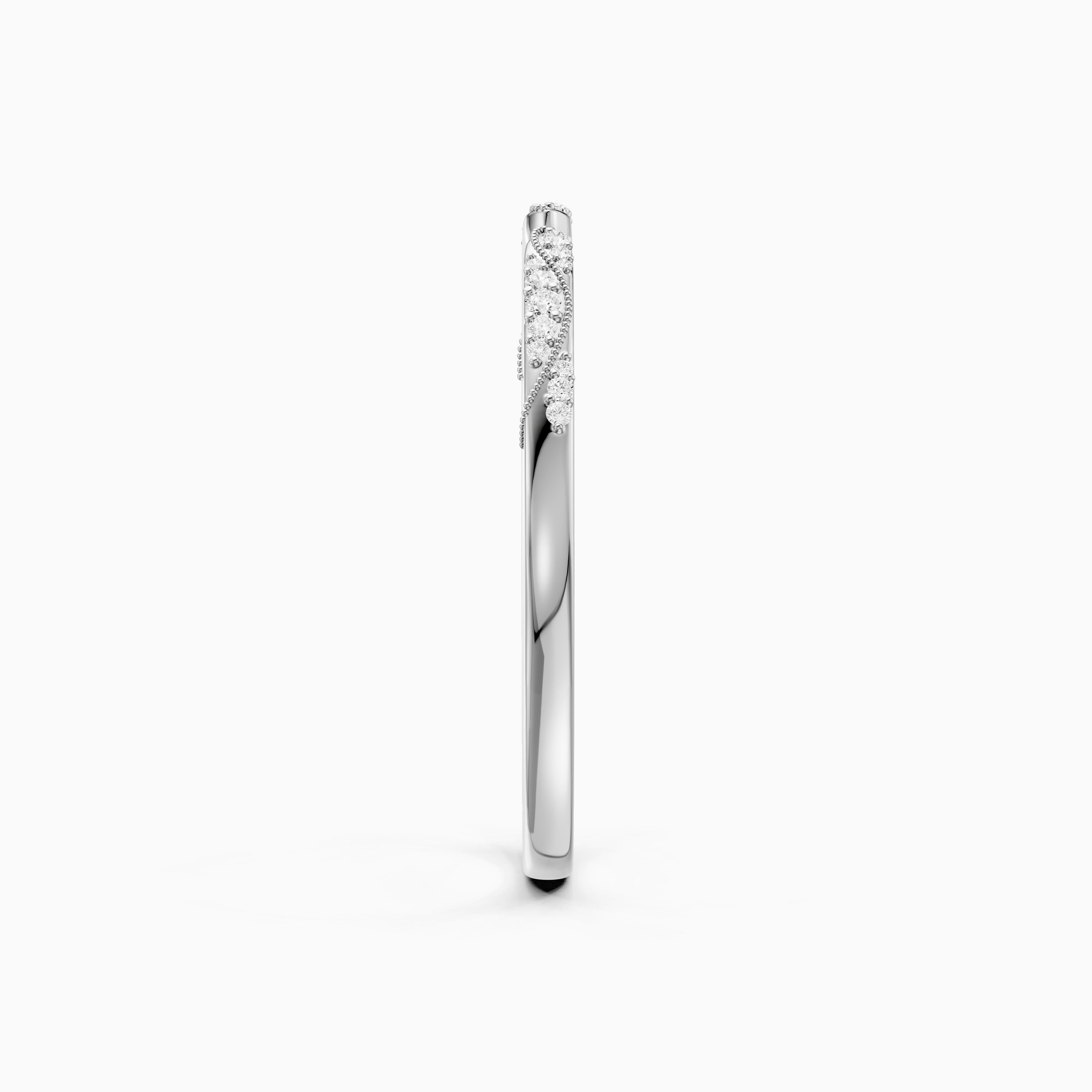 Isla Open Wedding Band Lab Grown Diamond with Milgrain