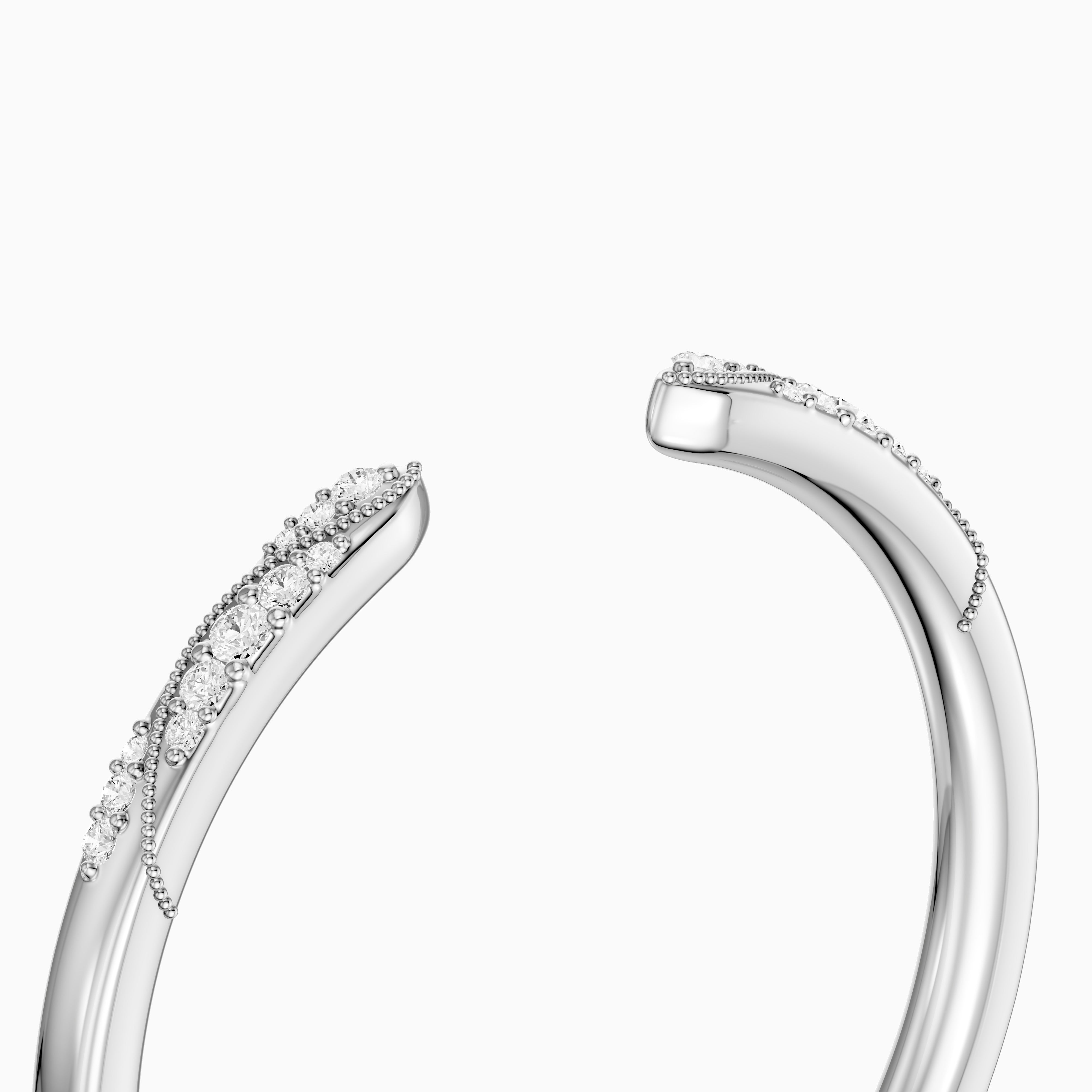 Isla Open Wedding Band Lab Grown Diamond with Milgrain