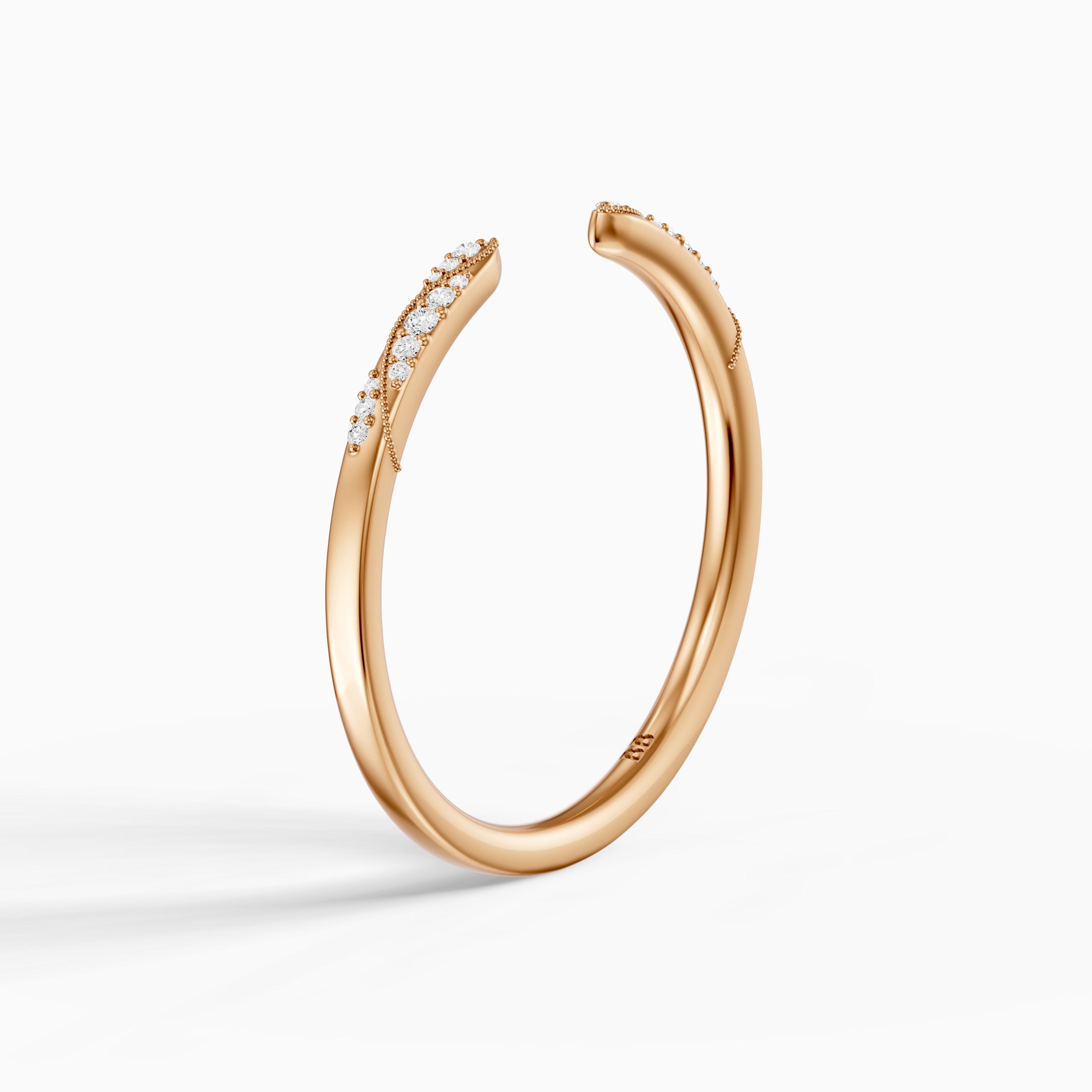 Isla Open Wedding Band Lab Grown Diamond with Milgrain