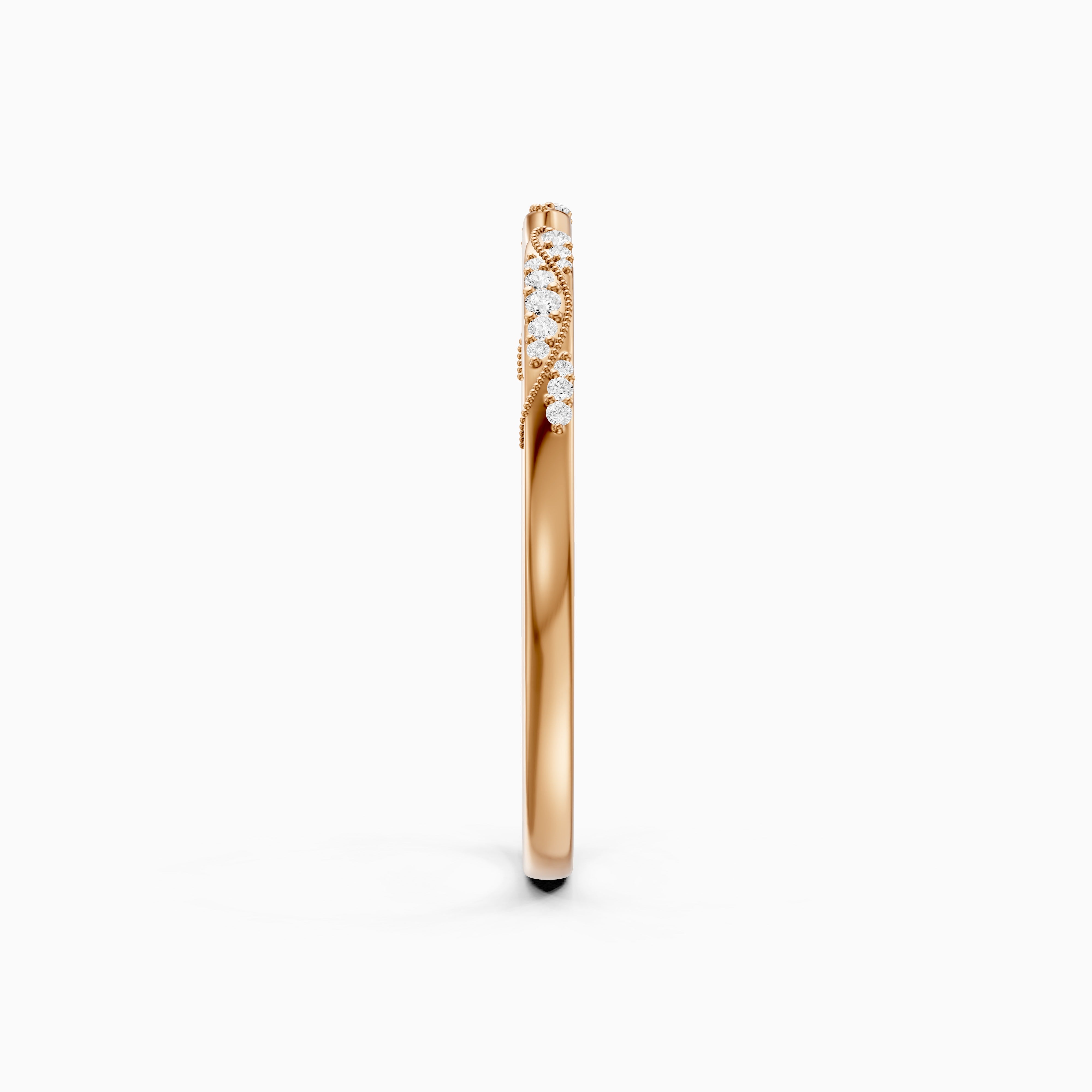 Isla Open Wedding Band Lab Grown Diamond with Milgrain