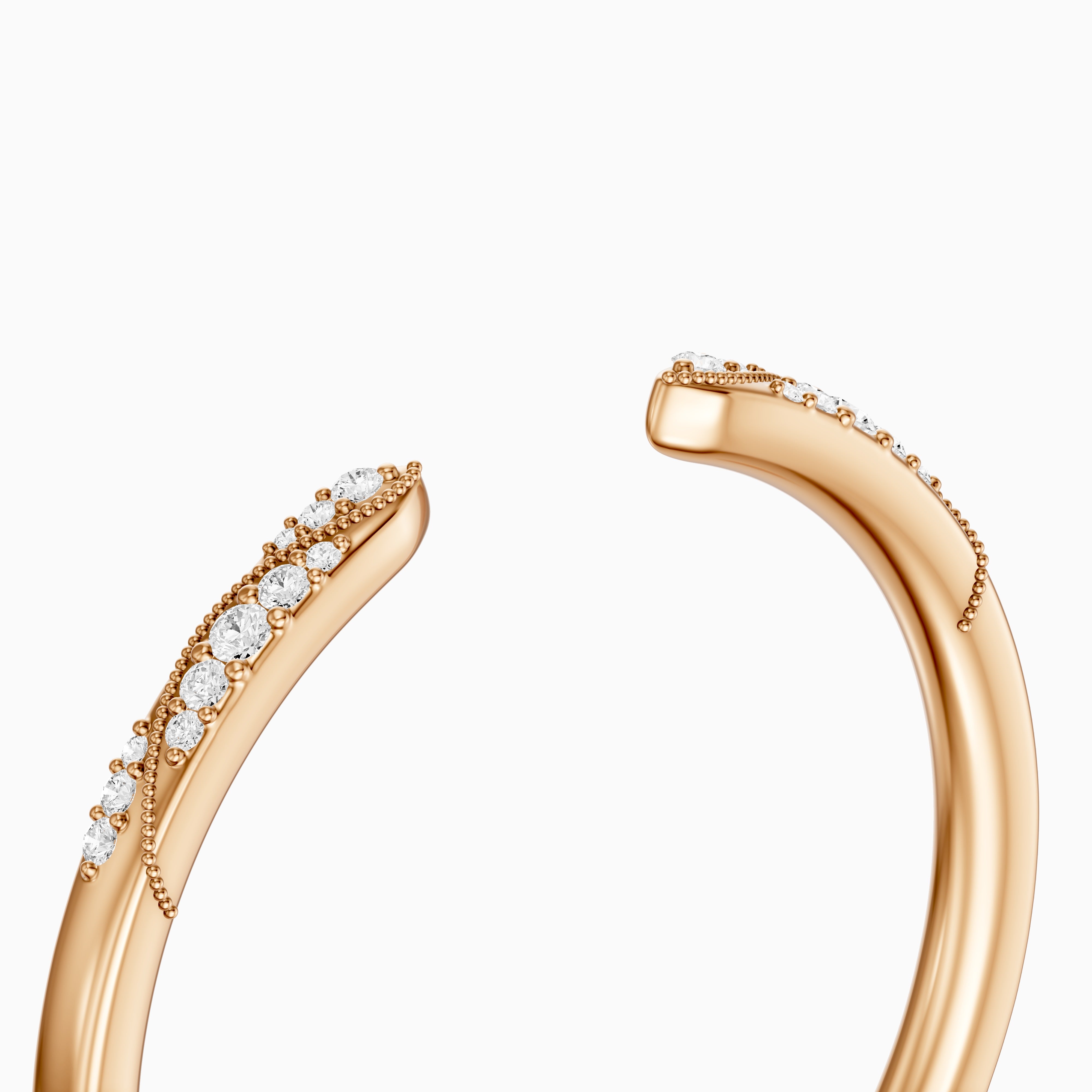 Isla Open Wedding Band Lab Grown Diamond with Milgrain