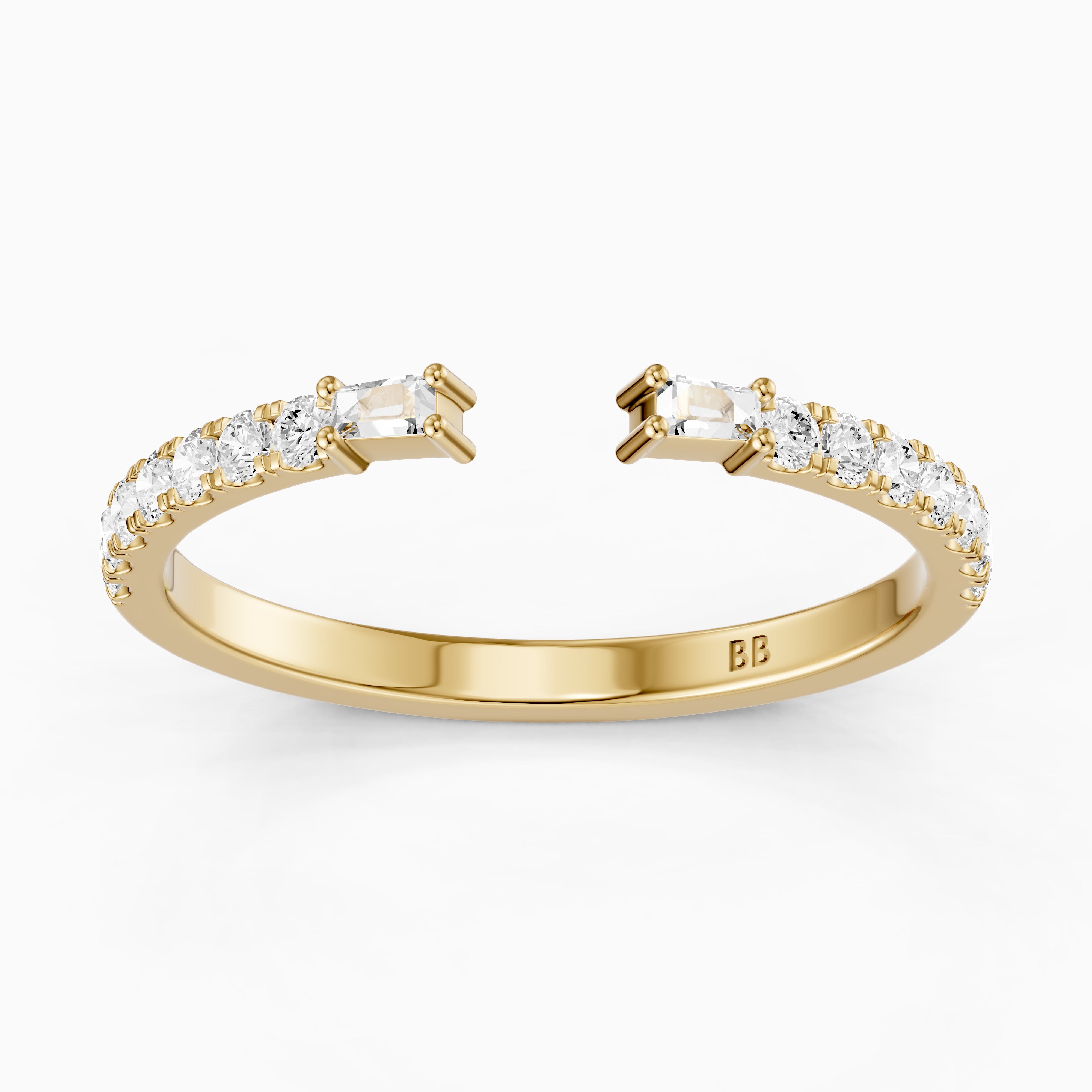 Kaia Round and Tapered Baguette Lab Grown Diamond Open Wedding Band