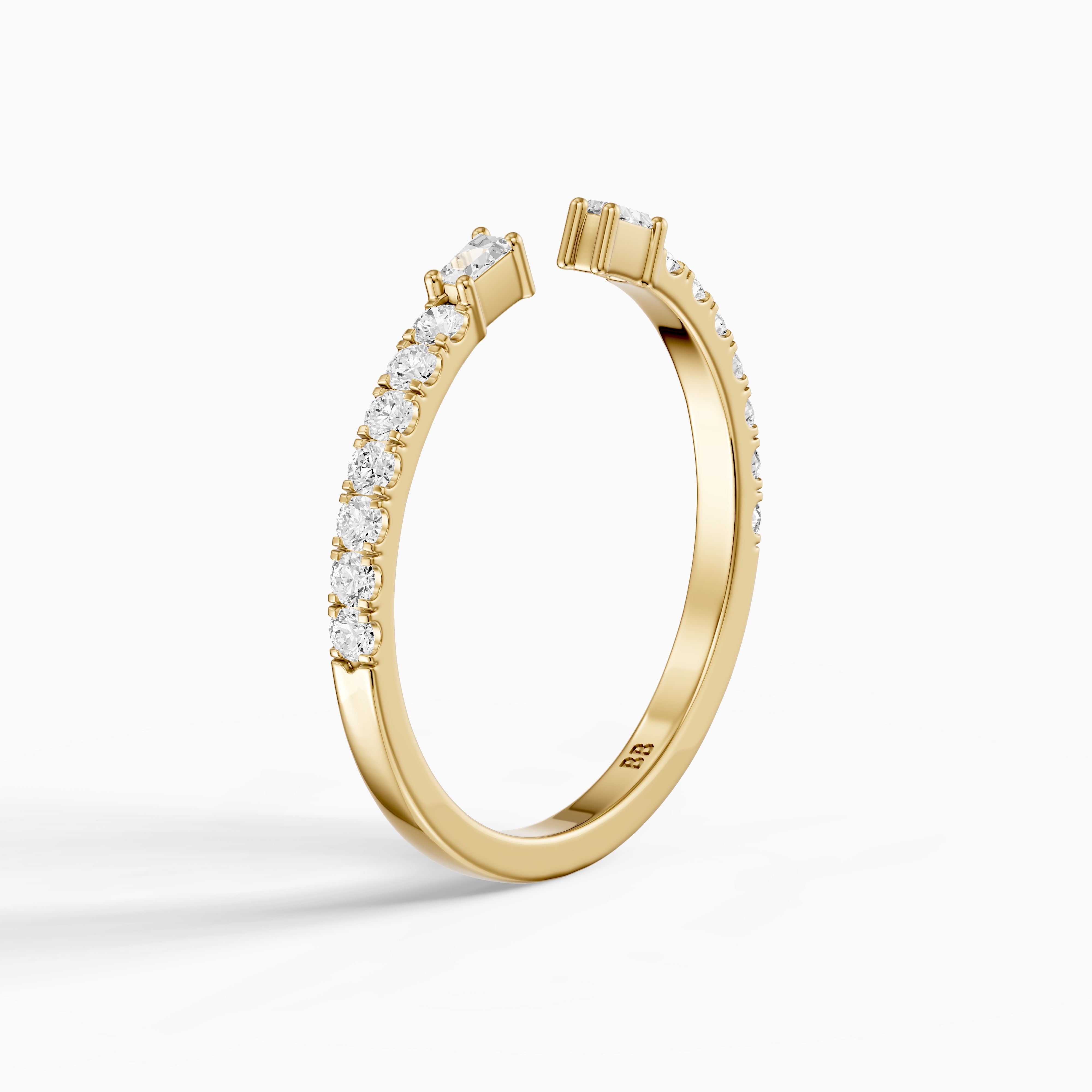 Kaia Round and Tapered Baguette Lab Grown Diamond Open Wedding Band