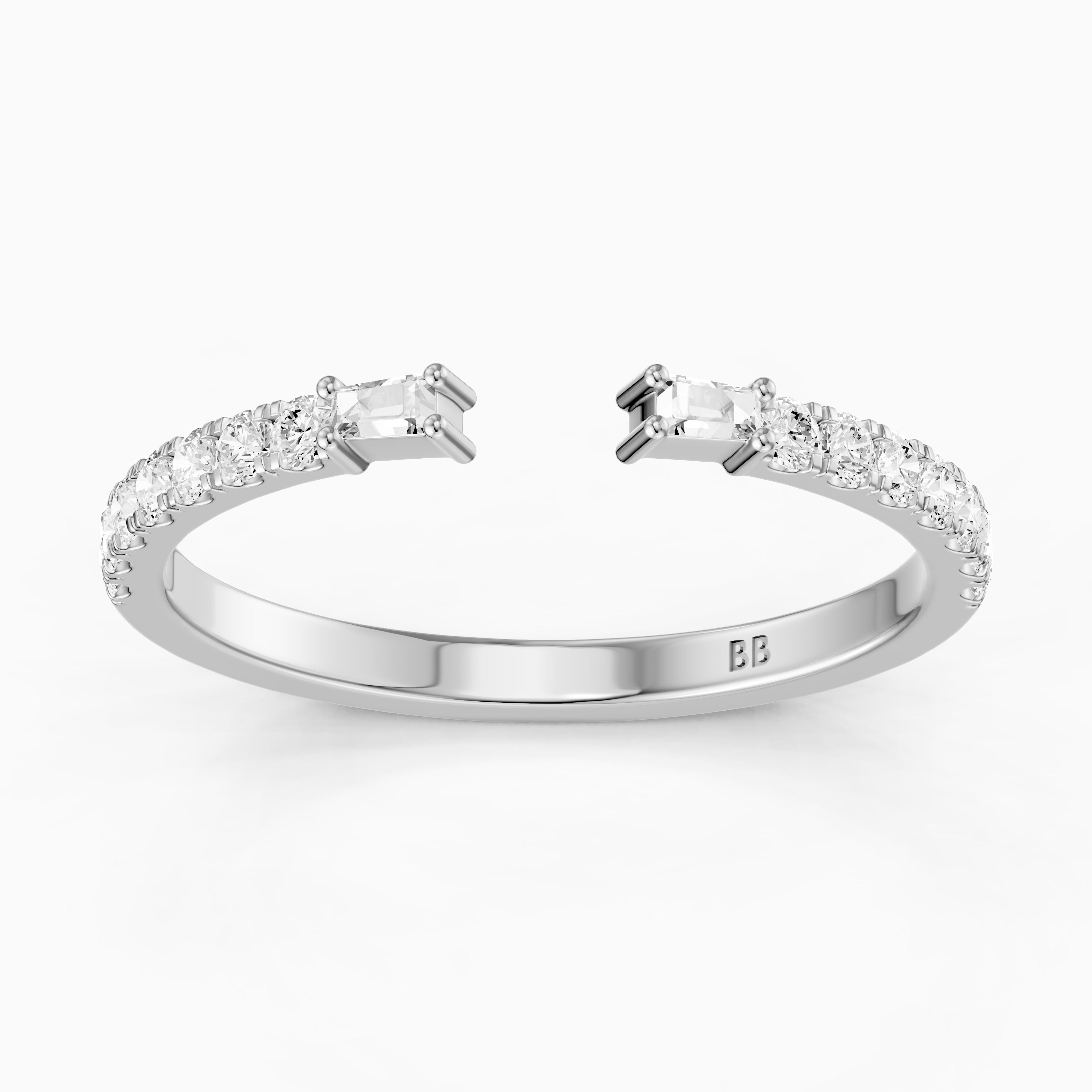 Kaia Round and Tapered Baguette Lab Grown Diamond Open Wedding Band