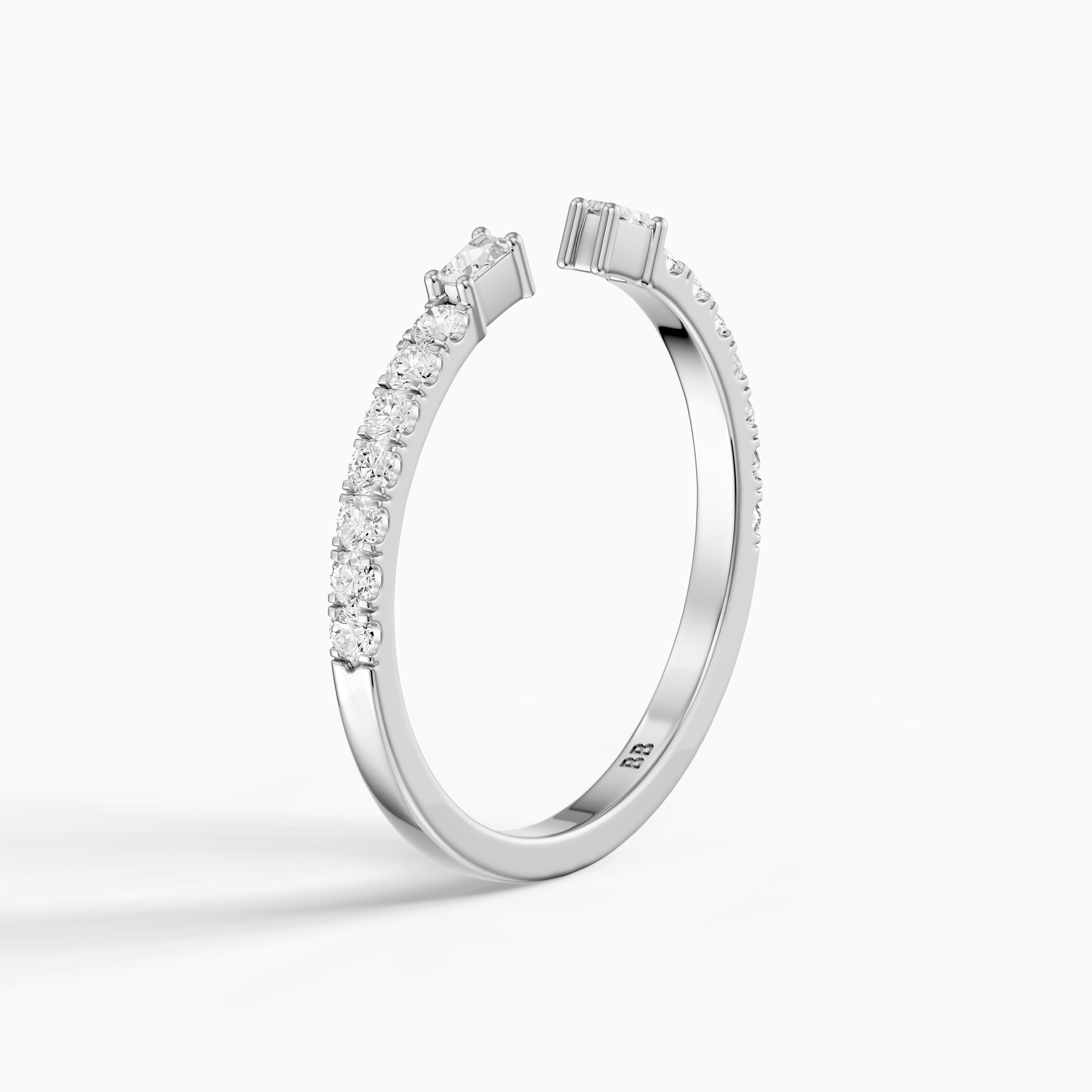 Kaia Round and Tapered Baguette Lab Grown Diamond Open Wedding Band