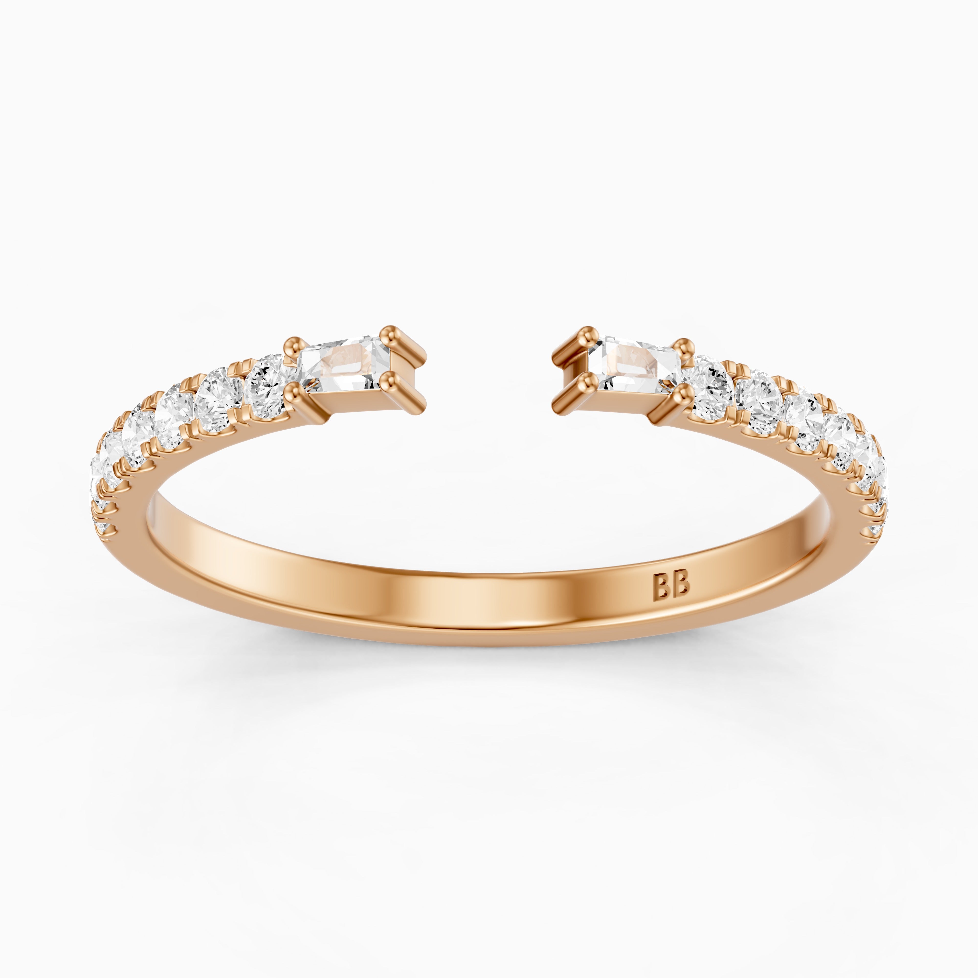 Kaia Round and Tapered Baguette Lab Grown Diamond Open Wedding Band