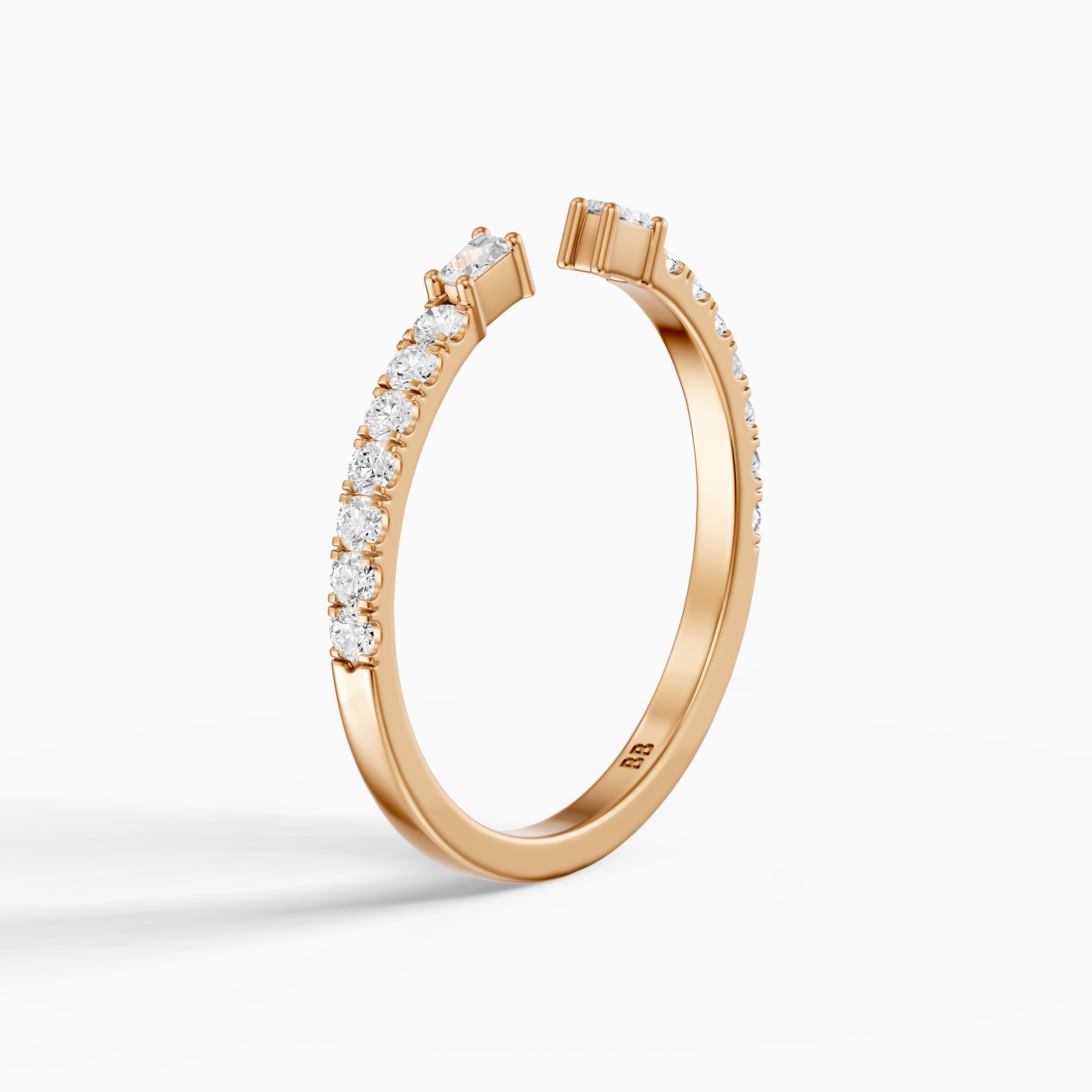 Kaia Round and Tapered Baguette Lab Grown Diamond Open Wedding Band