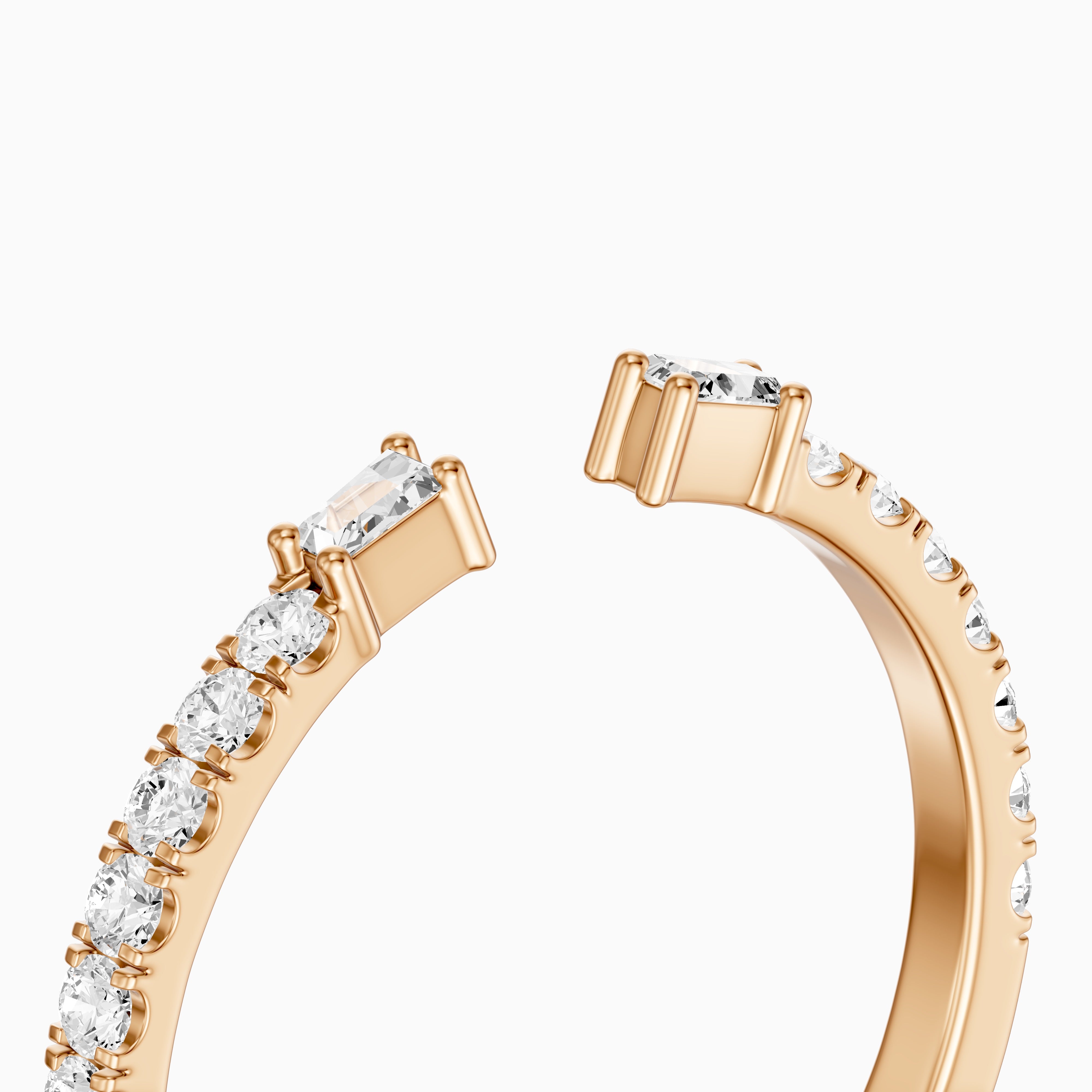 Kaia Round and Tapered Baguette Lab Grown Diamond Open Wedding Band