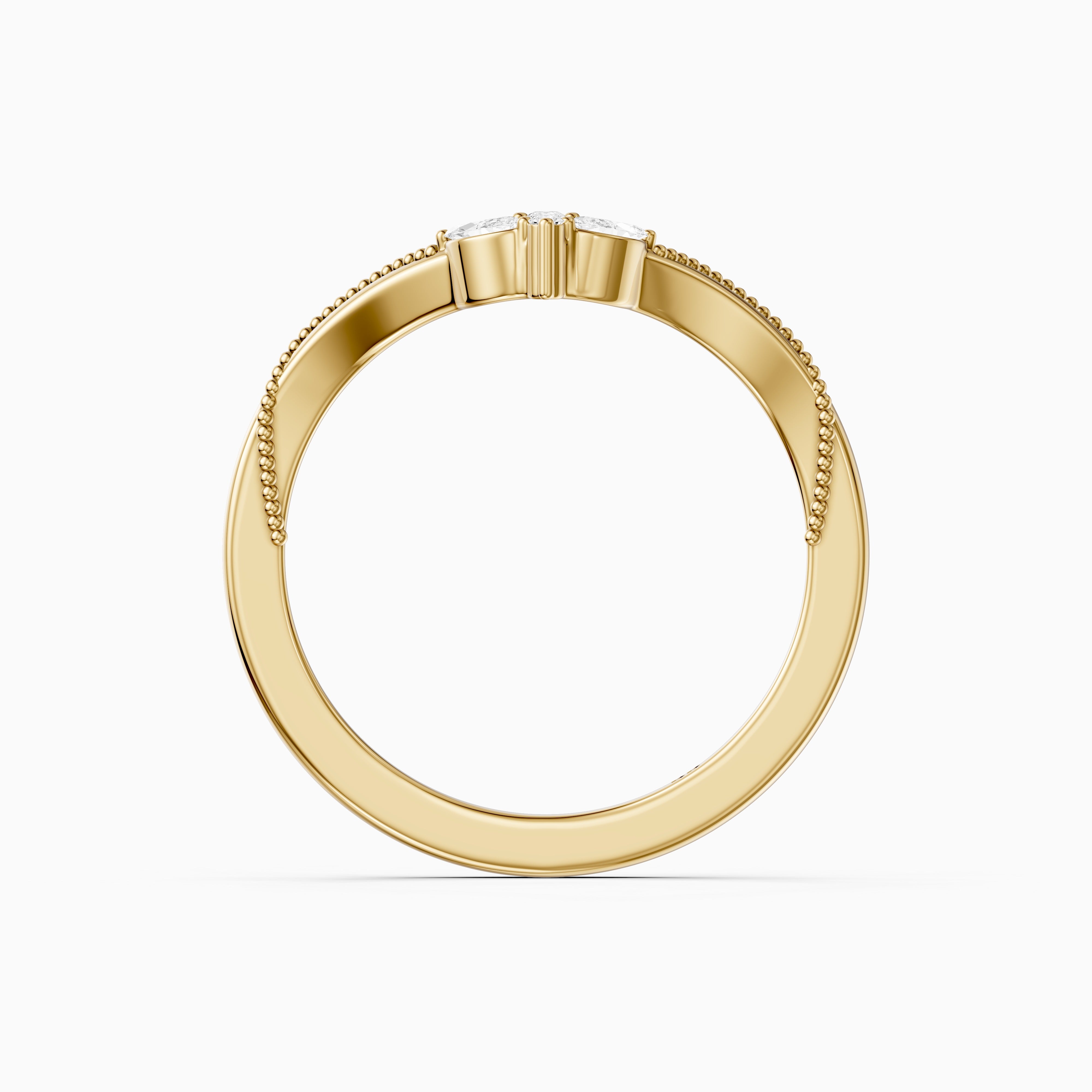 Ophelia Marquise and Round Vintage Style Lab Grown Diamond Curved Wedding Band
