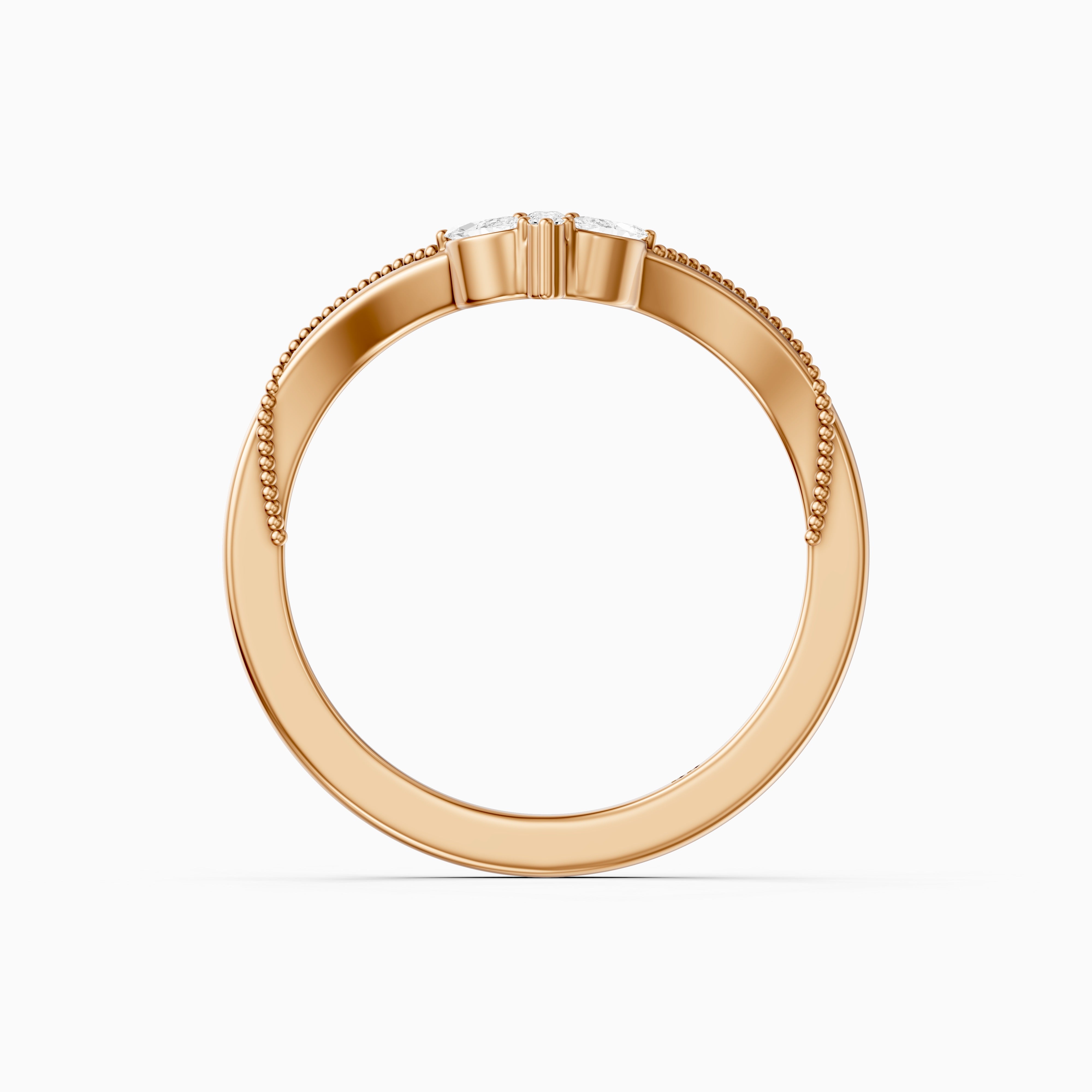 Ophelia Marquise and Round Vintage Style Lab Grown Diamond Curved Wedding Band