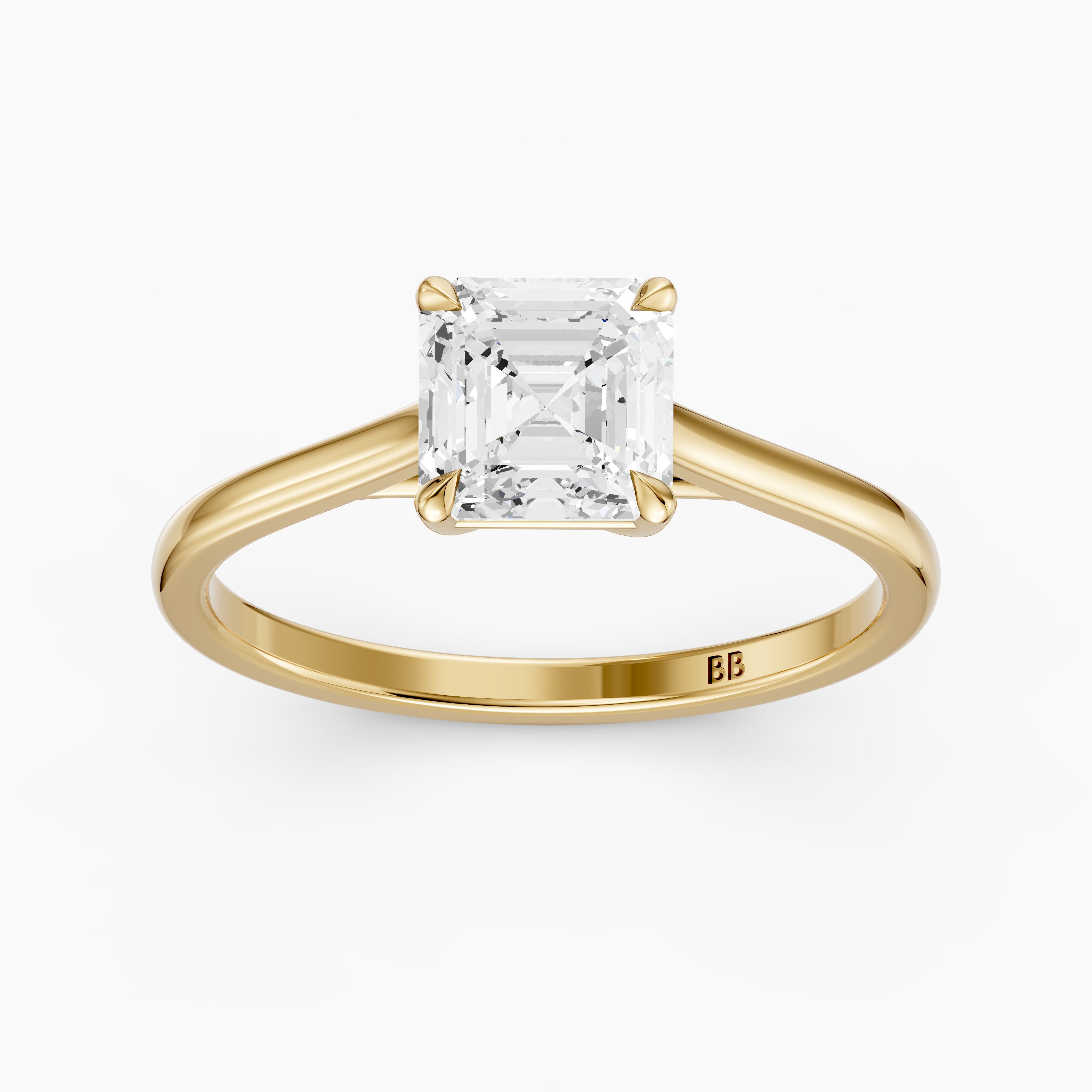 Olivia Asscher Cut Solitaire Moissanite Diamond Engagement Ring