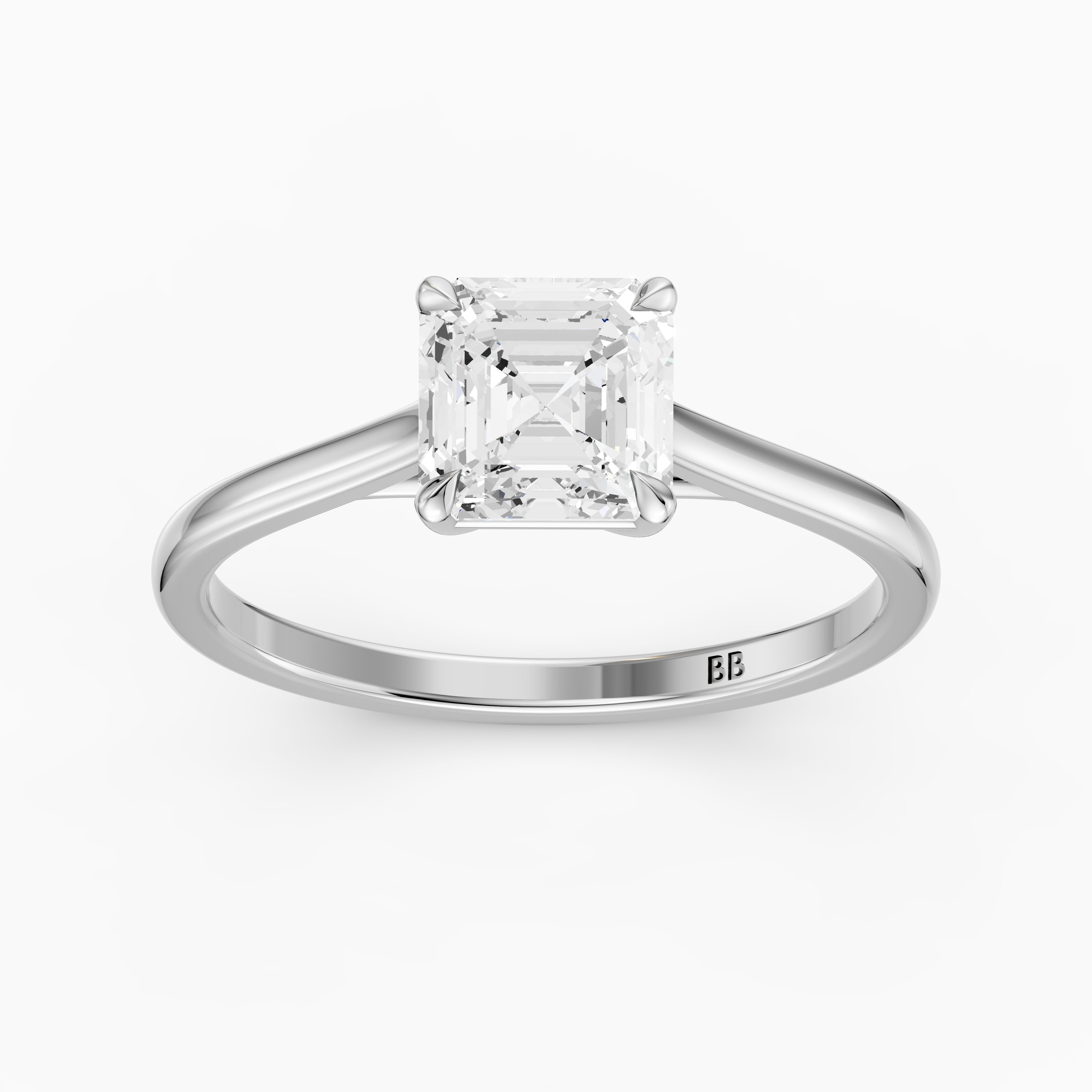 Olivia Asscher Cut Solitaire Moissanite Diamond Engagement Ring