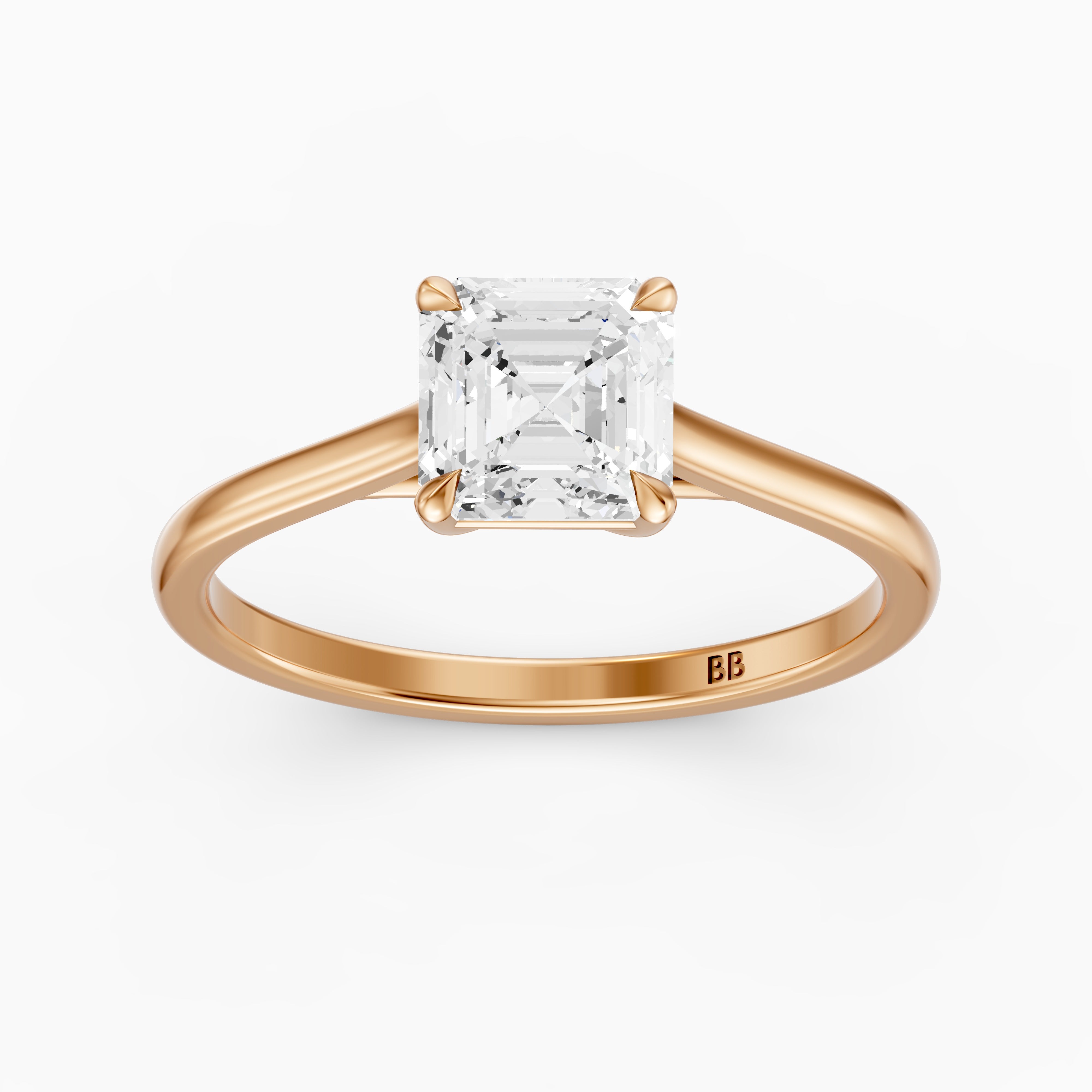 Olivia Asscher Cut Solitaire Moissanite Diamond Engagement Ring