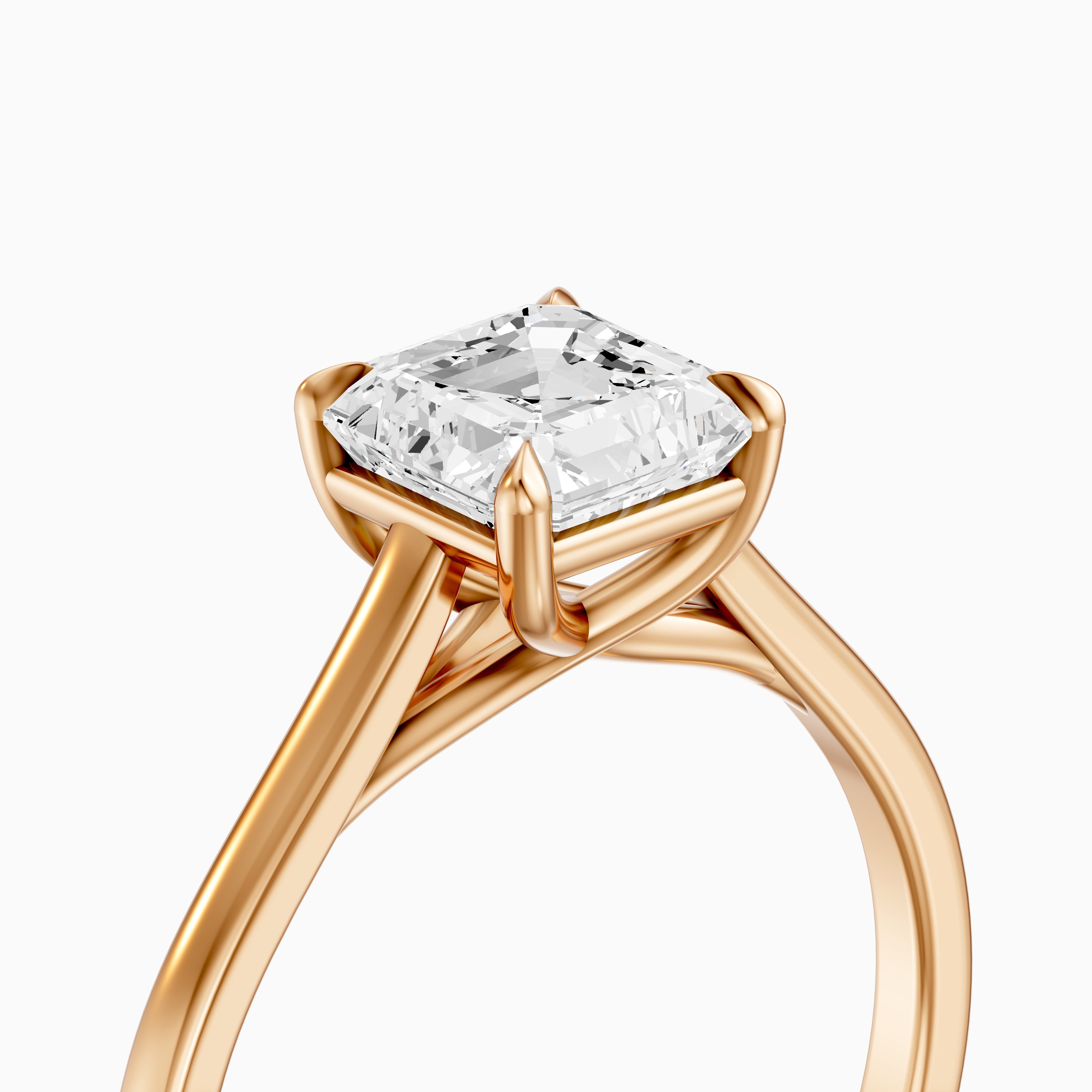Olivia Asscher Cut Solitaire Moissanite Diamond Engagement Ring