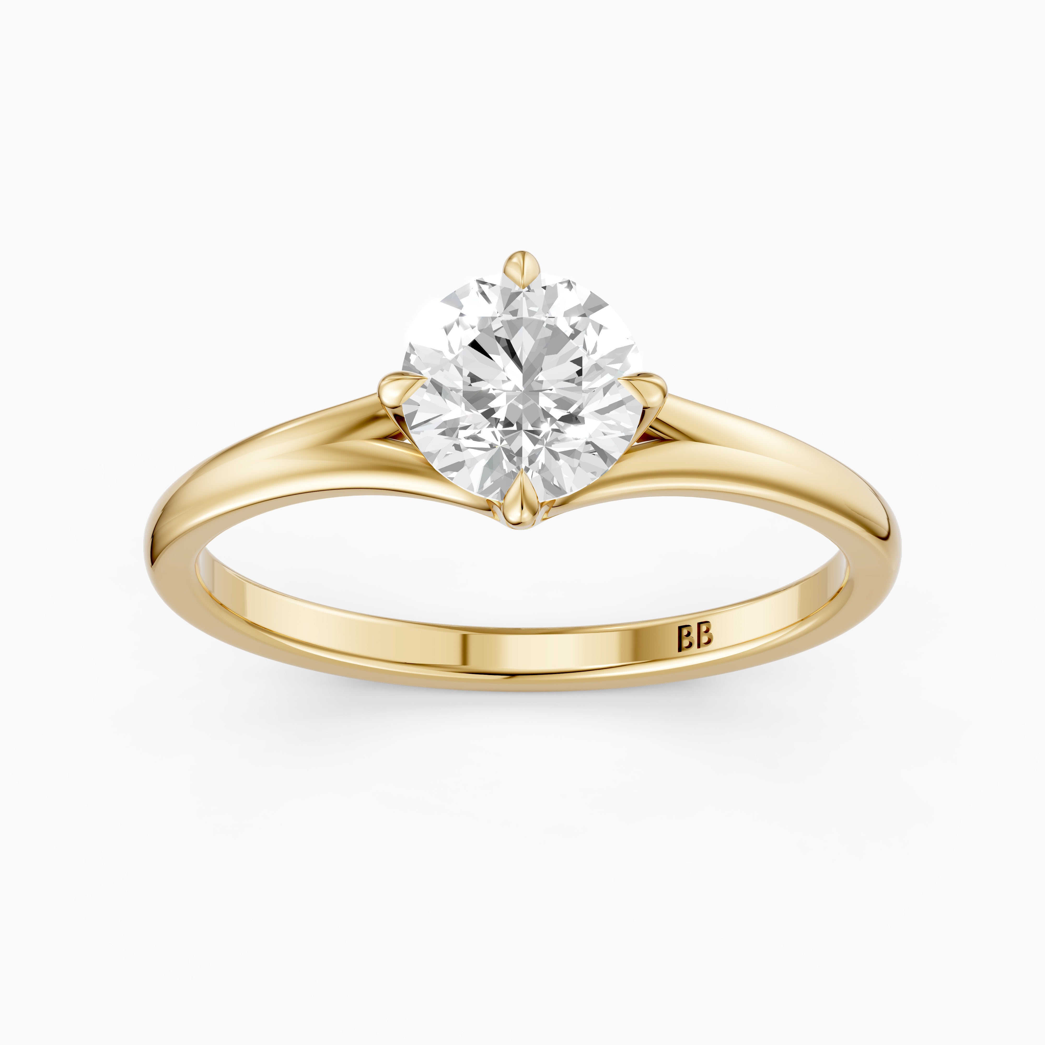 Aubrie Round Cut Split Shank Solitaire Lab Grown Diamond Ring