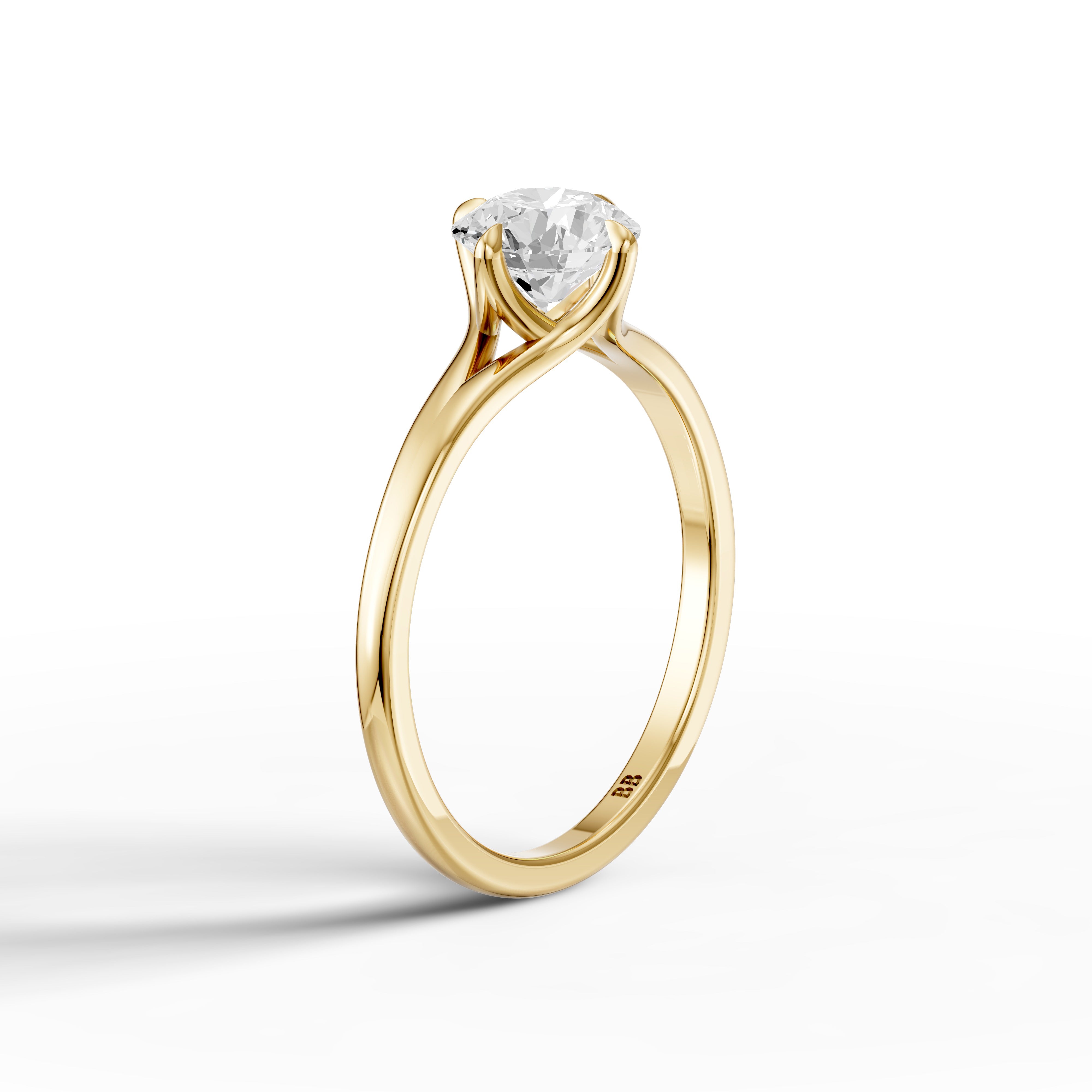 Aubrie Round Cut Split Shank Solitaire Lab Grown Diamond Ring