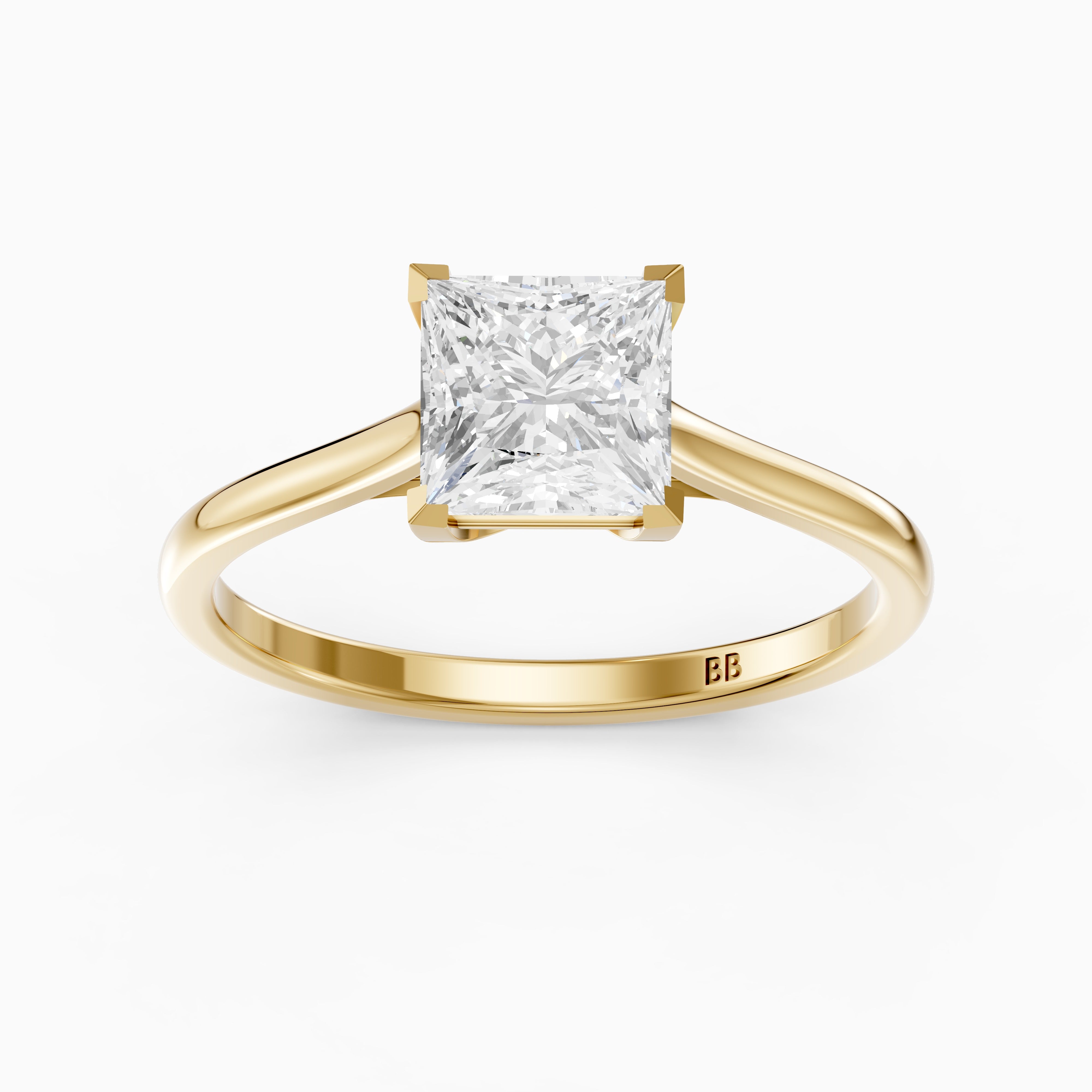 Camila 4 Prong Princess Cut Solitaire Moissanite Diamond Ring