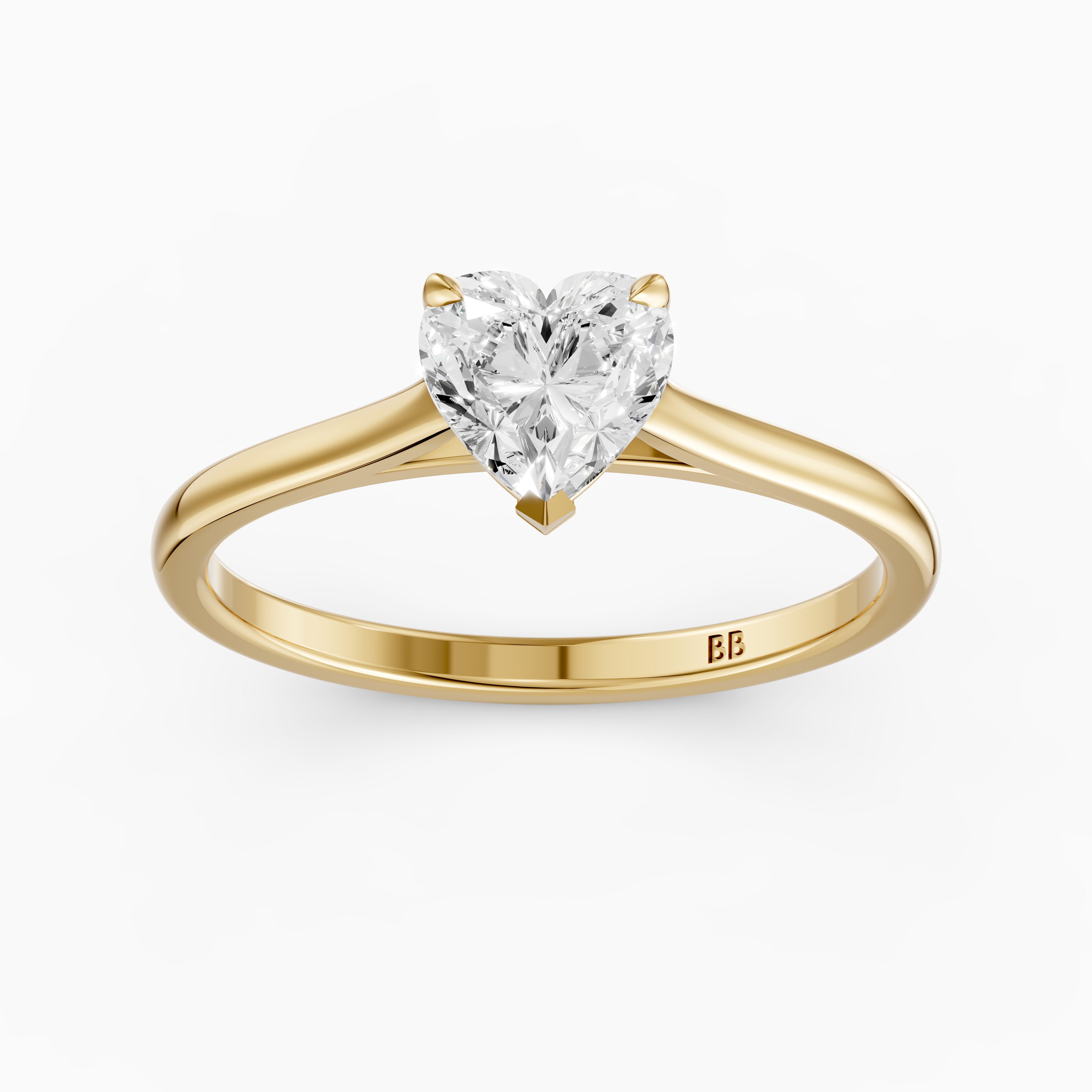 Briana Heart Shaped Solitaire Cathedral Style Moissanite Diamond Ring