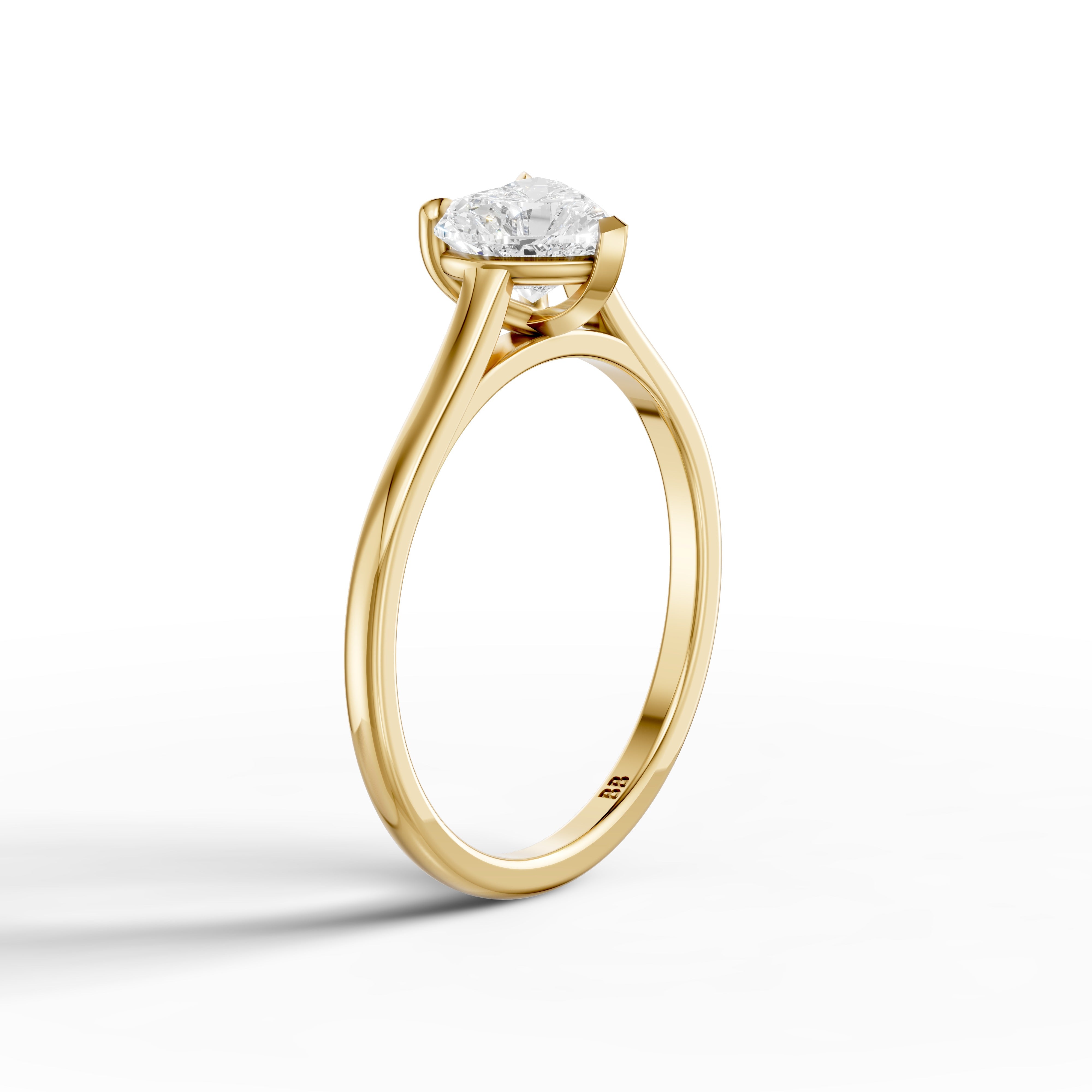 Briana Heart Shaped Solitaire Cathedral Style Moissanite Diamond Ring
