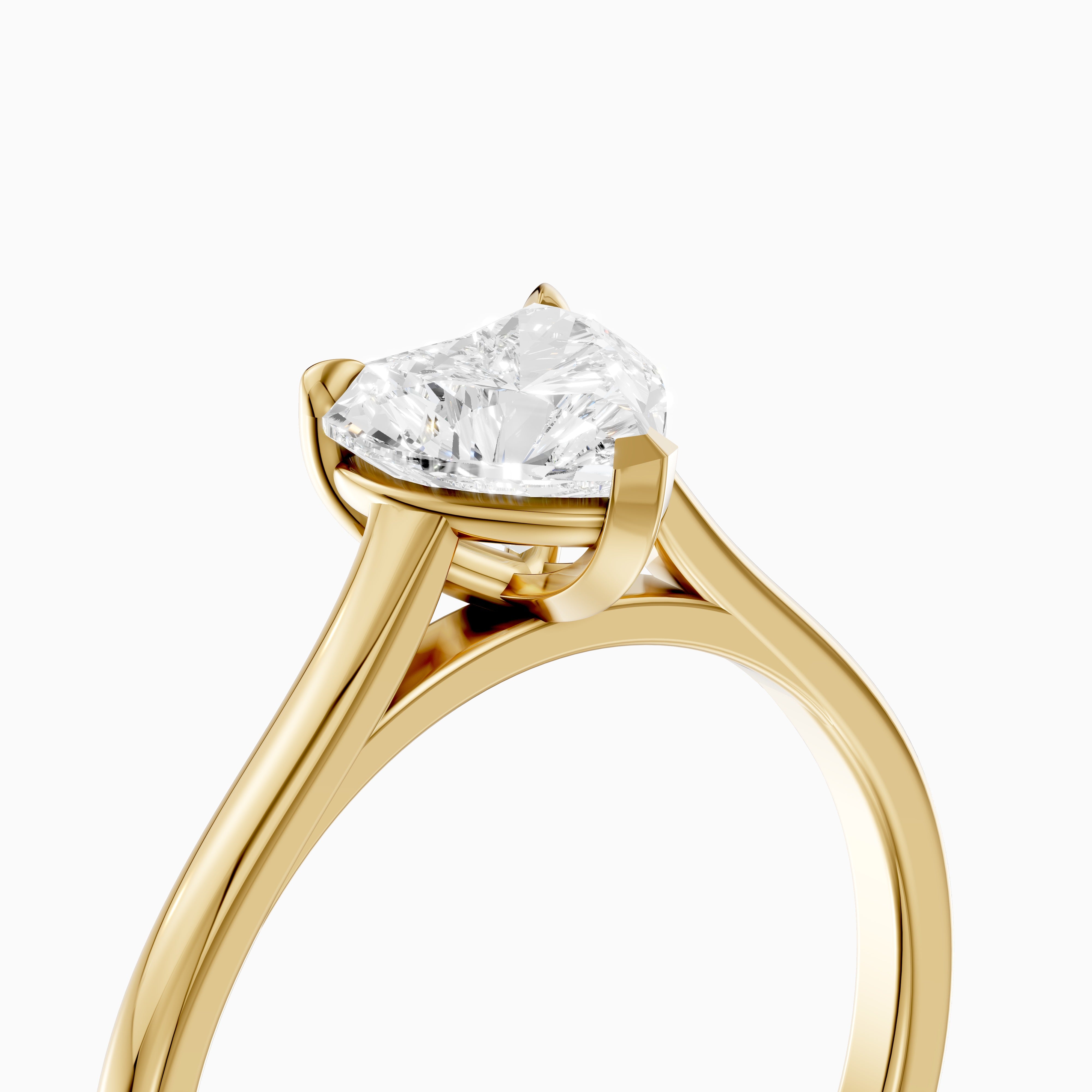 Briana Heart Shaped Solitaire Cathedral Style Moissanite Diamond Ring