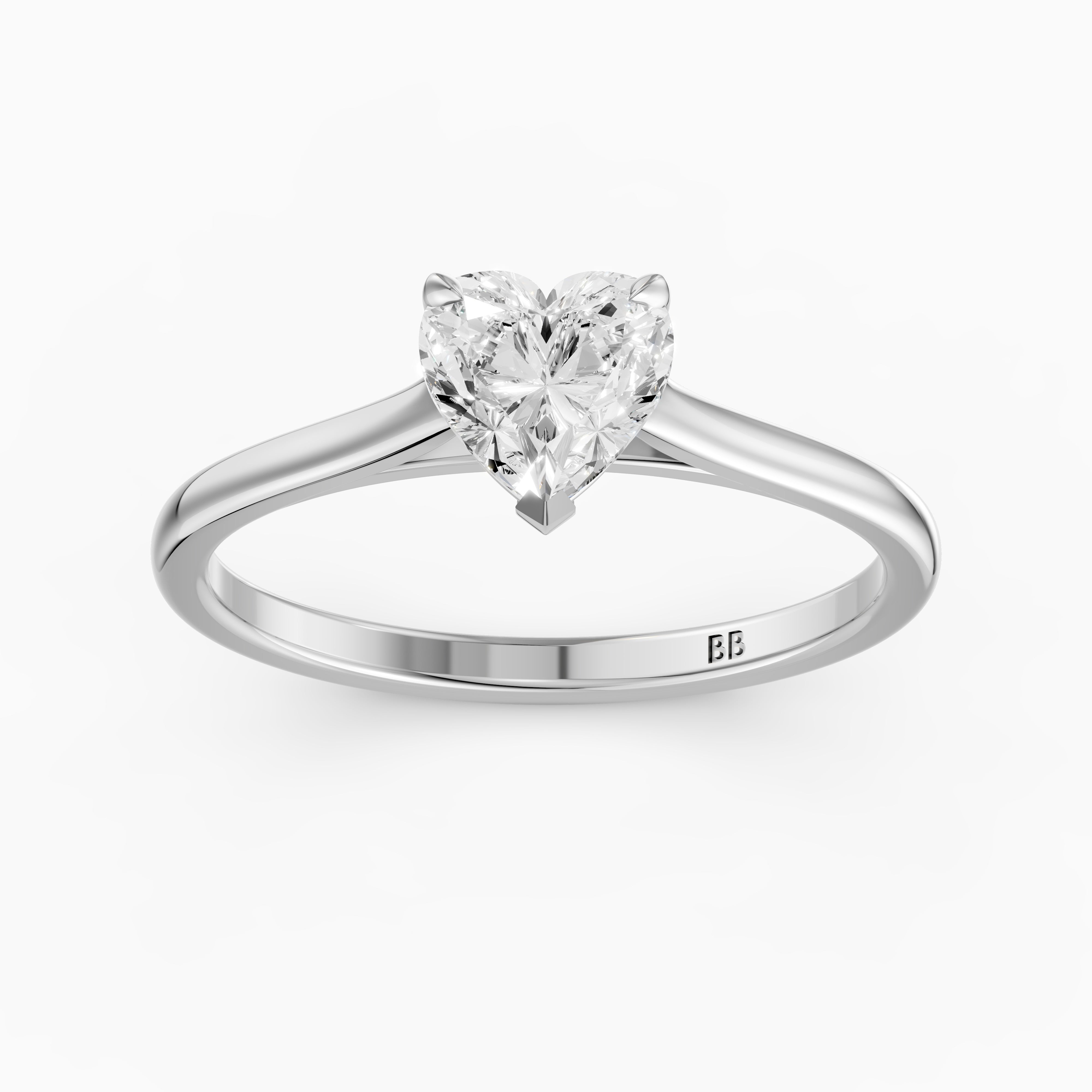 Briana Heart Shaped Solitaire Cathedral Style Moissanite Diamond Ring