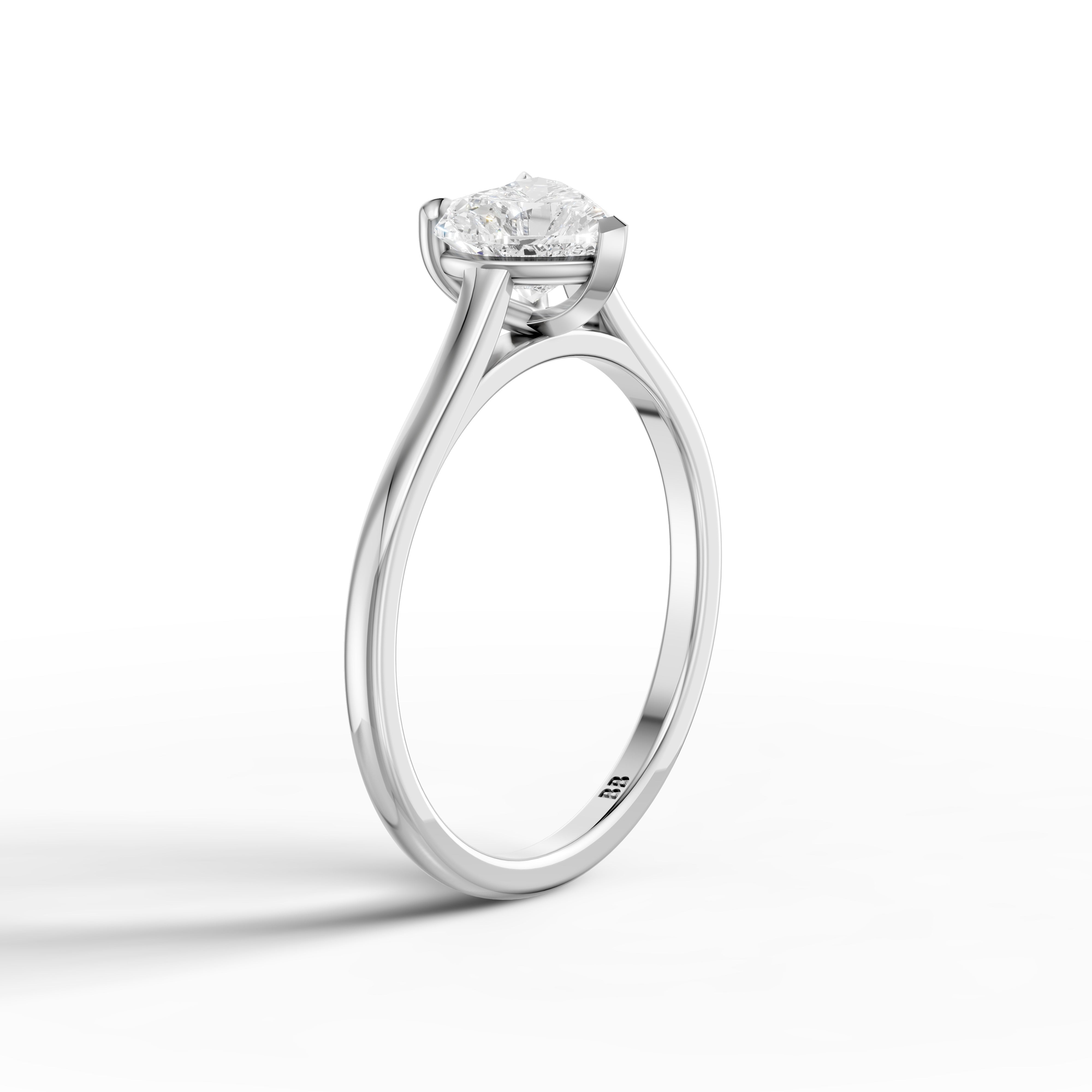 Briana Heart Shaped Solitaire Cathedral Style Moissanite Diamond Ring