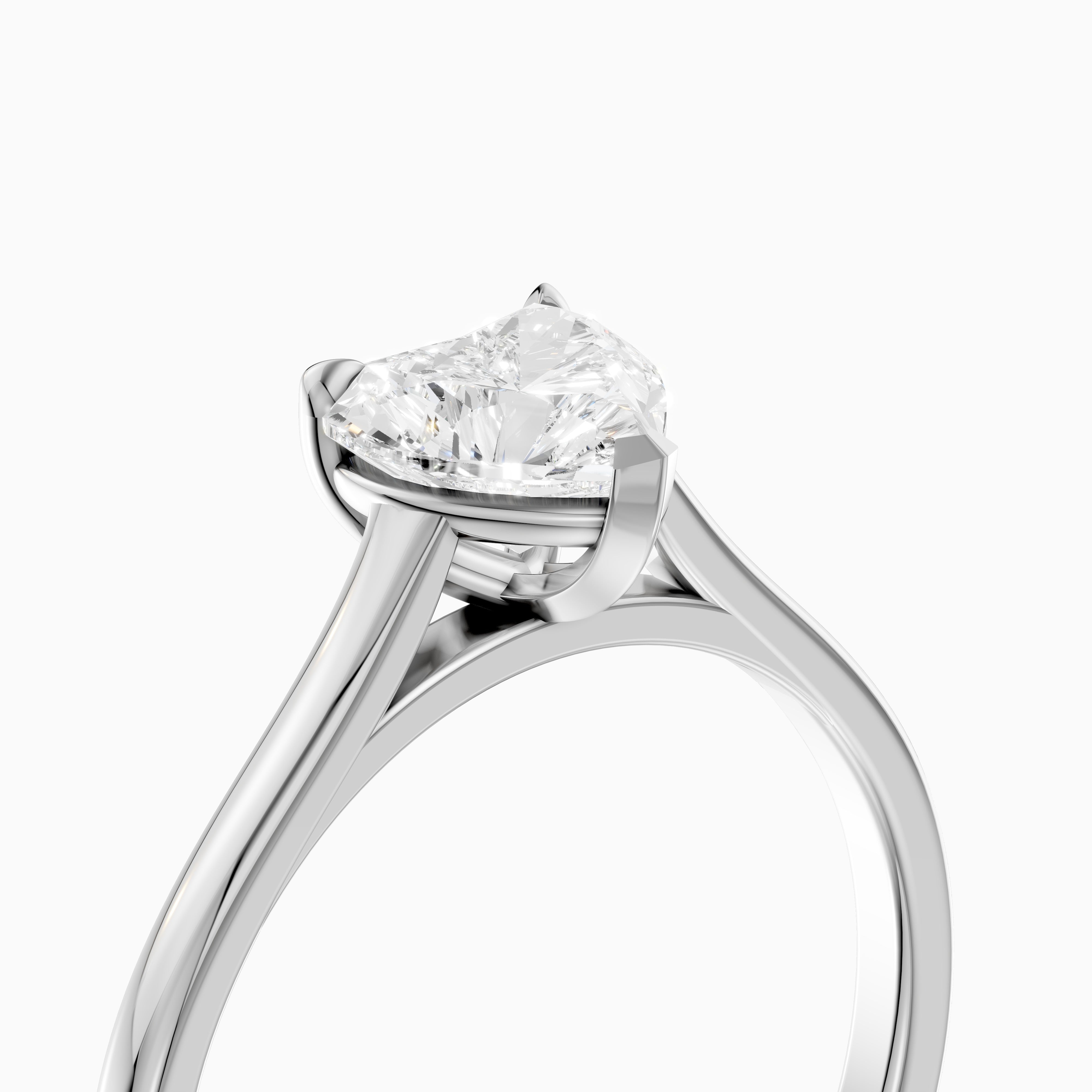 Briana Heart Shaped Solitaire Cathedral Style Moissanite Diamond Ring