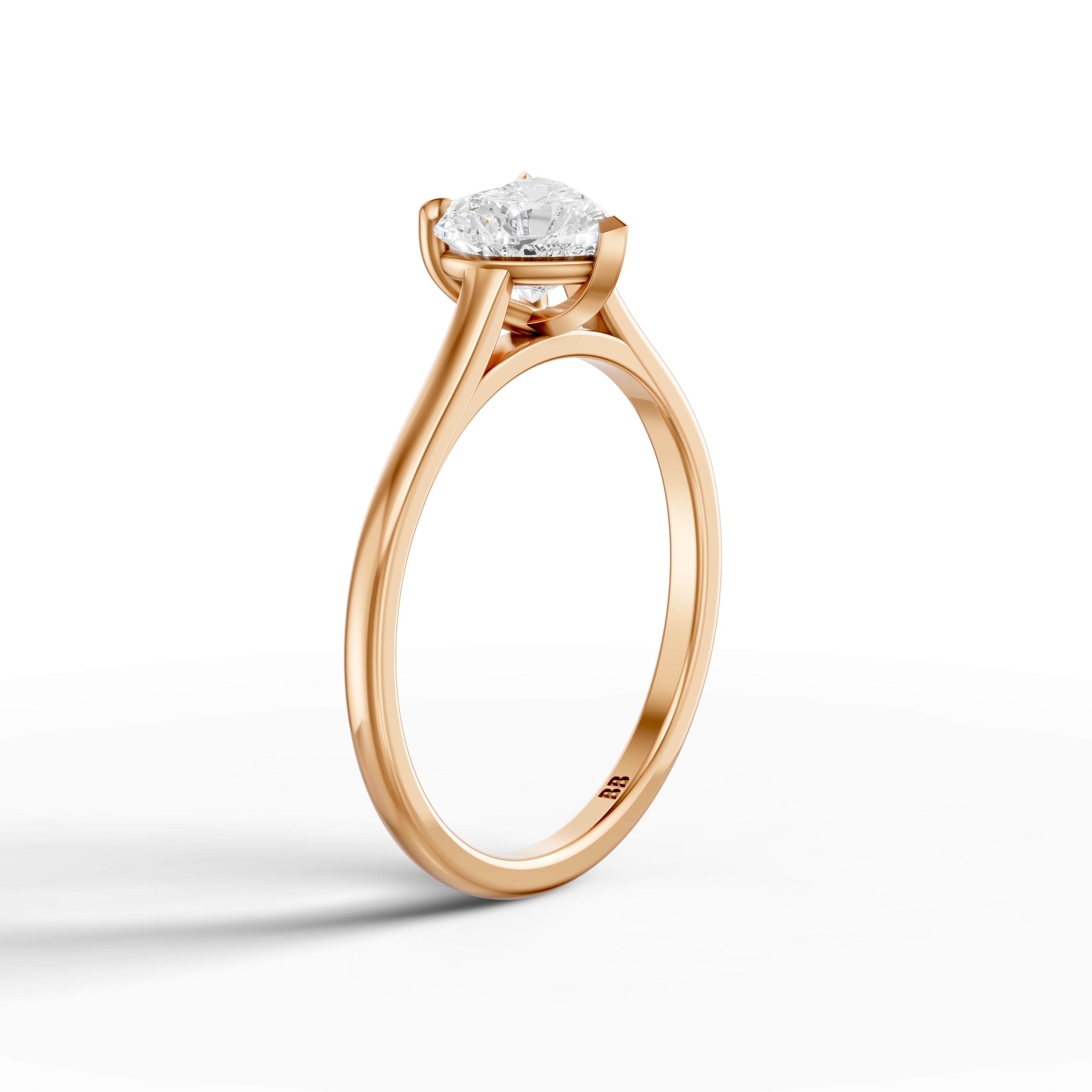 Briana Heart Shaped Solitaire Cathedral Style Moissanite Diamond Ring