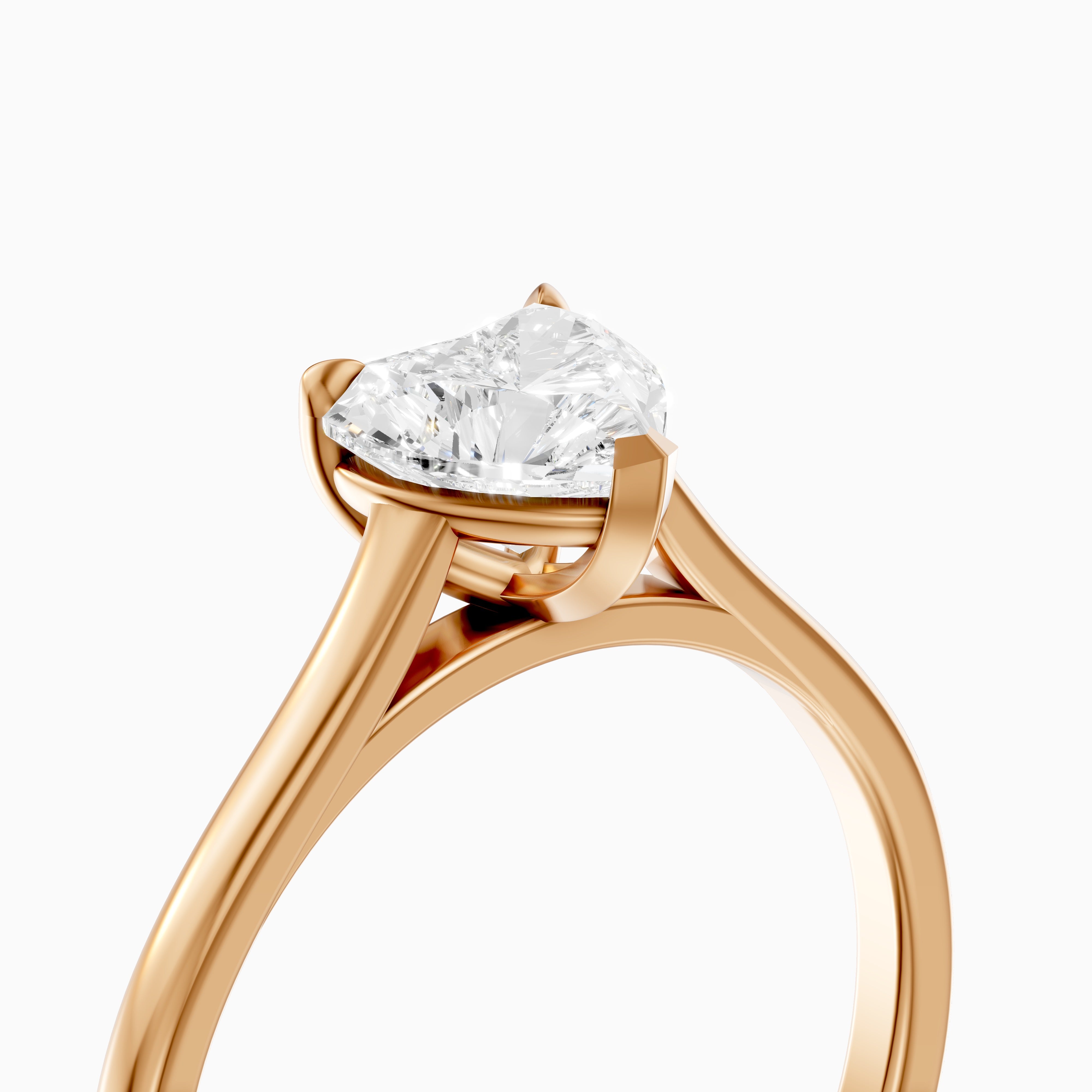 Briana Heart Shaped Solitaire Cathedral Style Moissanite Diamond Ring
