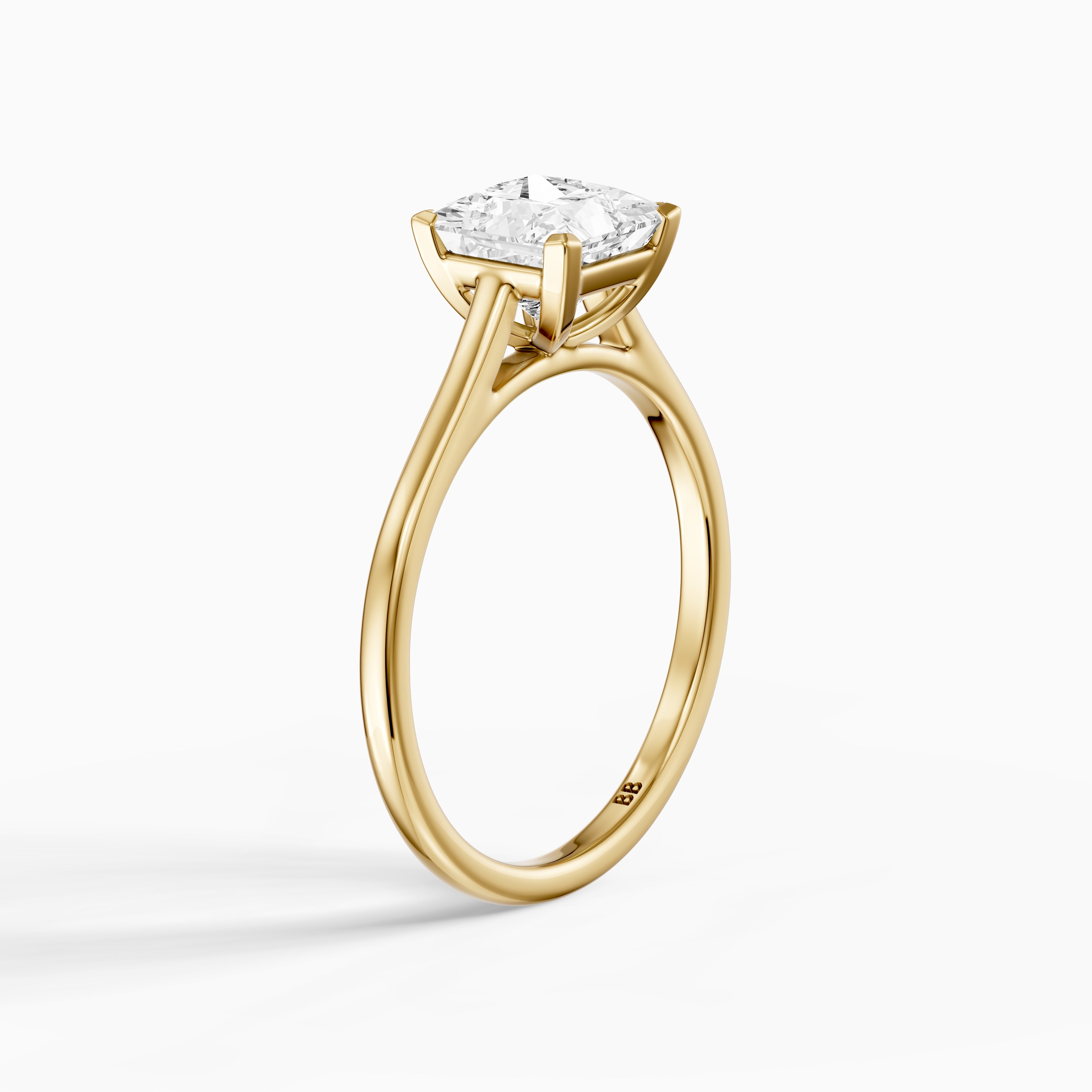 Brenda Princess Cut Solitaire Cathedral Style Lab Grown Engagement Ring
