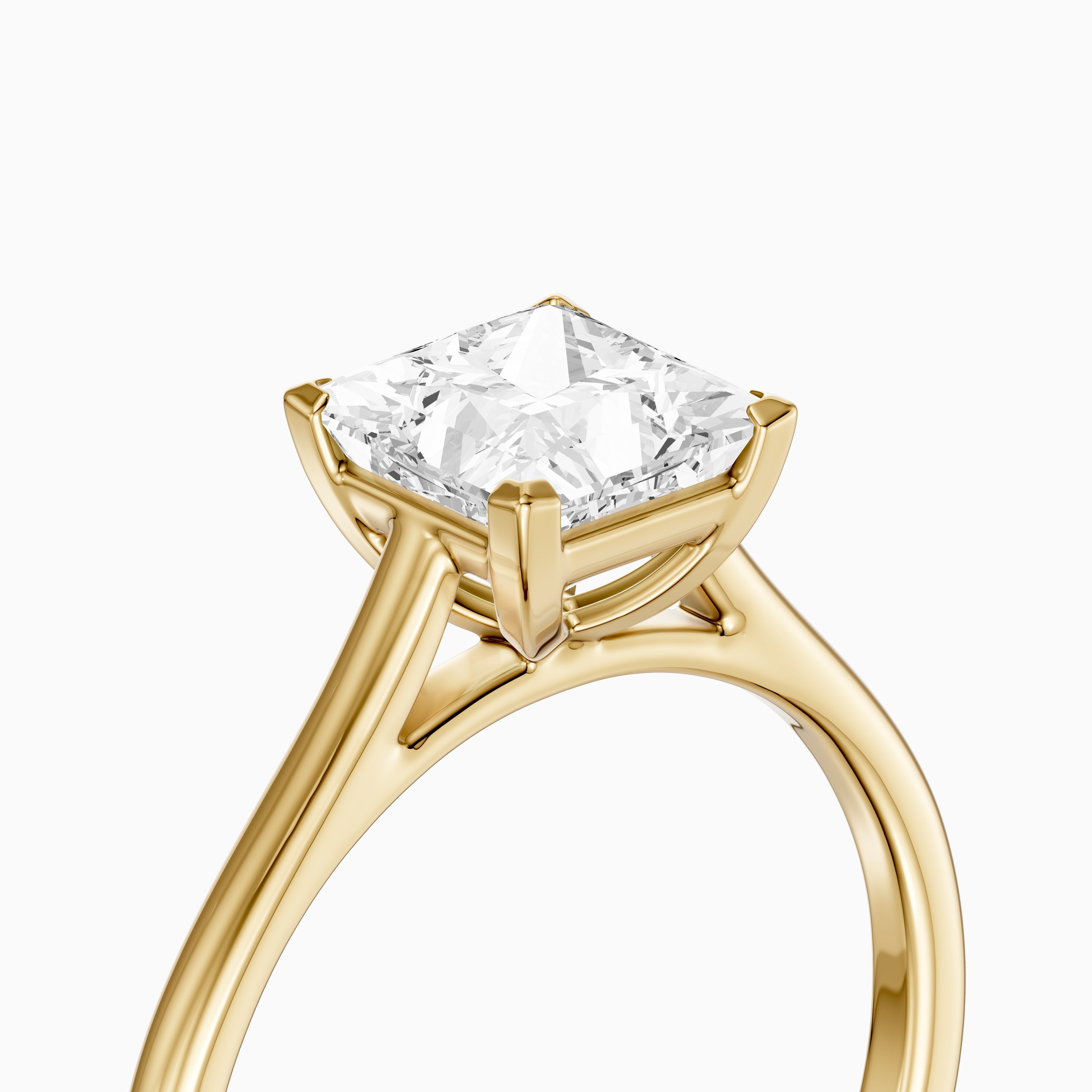 Brenda Princess Cut Solitaire Cathedral Style Lab Grown Engagement Ring