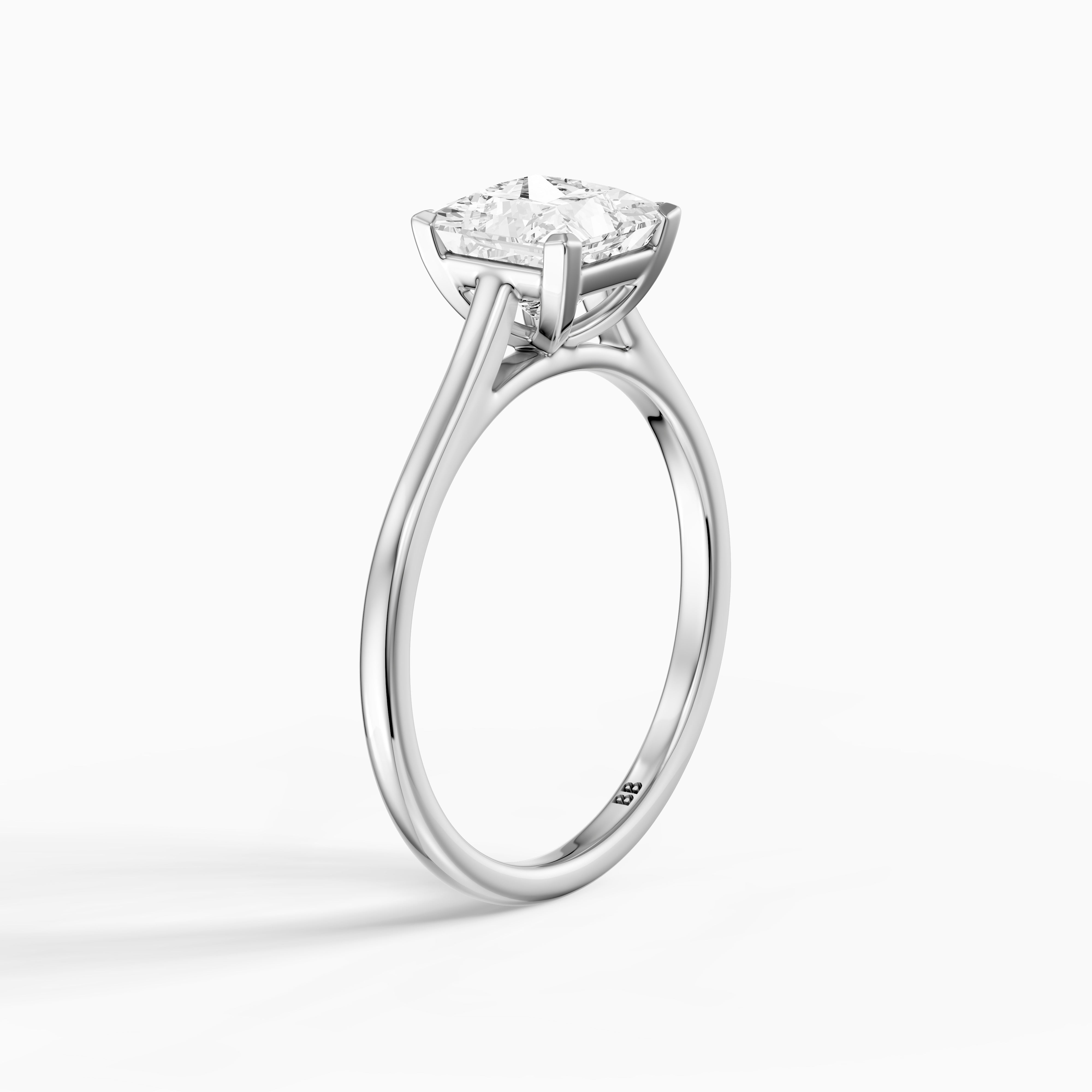 Brenda Princess Cut Solitaire Cathedral Style Lab Grown Engagement Ring
