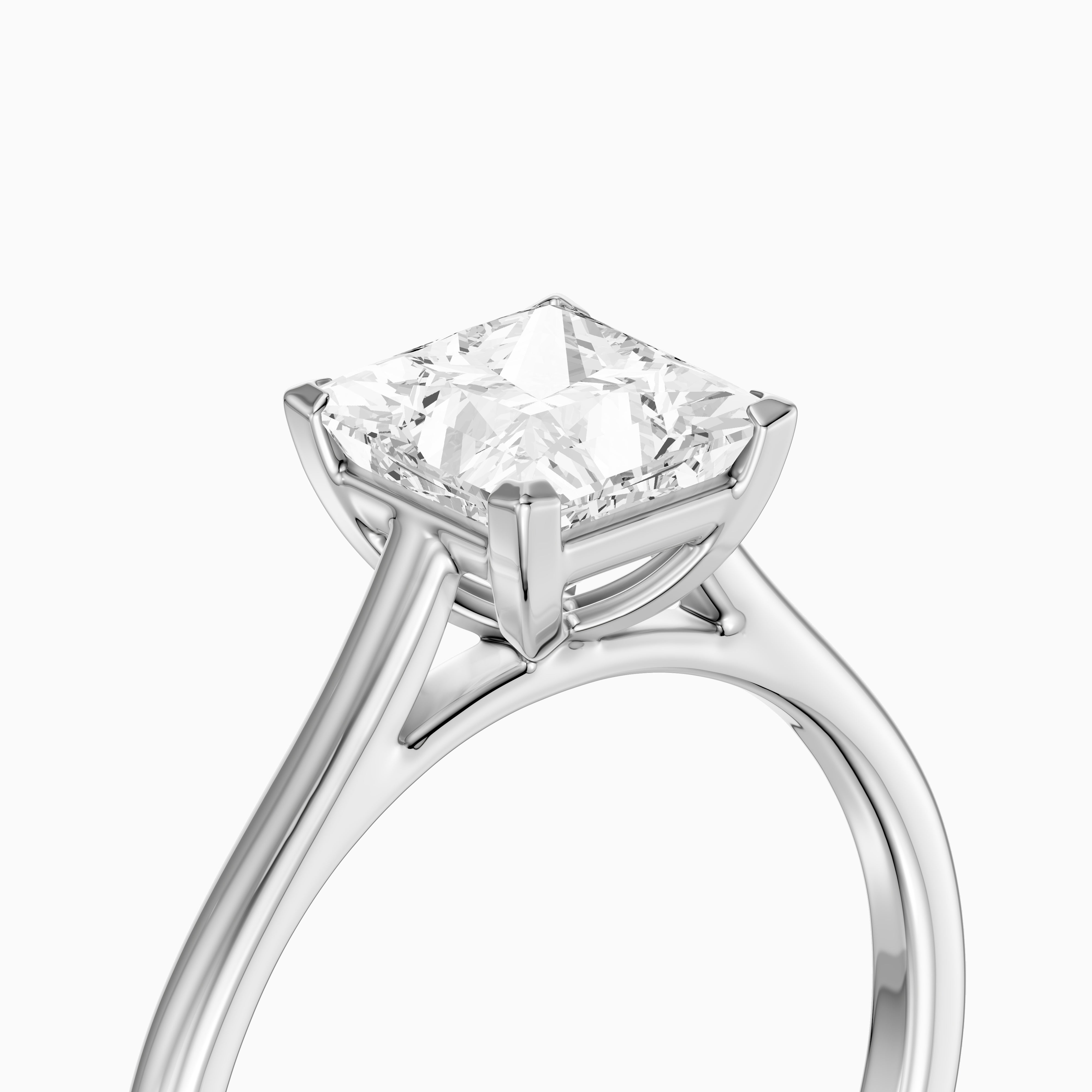 Brenda Princess Cut Solitaire Cathedral Style Lab Grown Engagement Ring