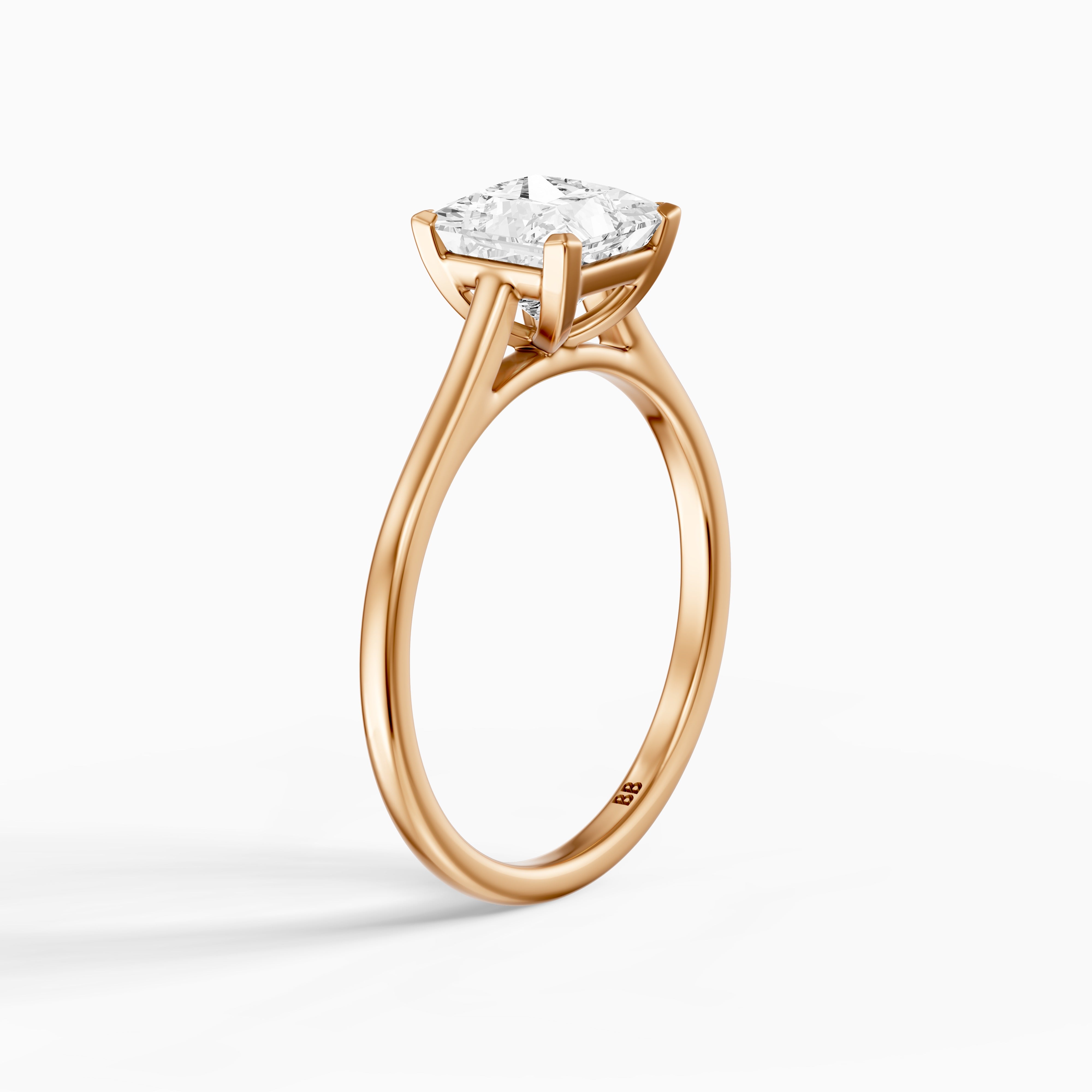 Brenda Princess Cut Solitaire Cathedral Style Lab Grown Engagement Ring
