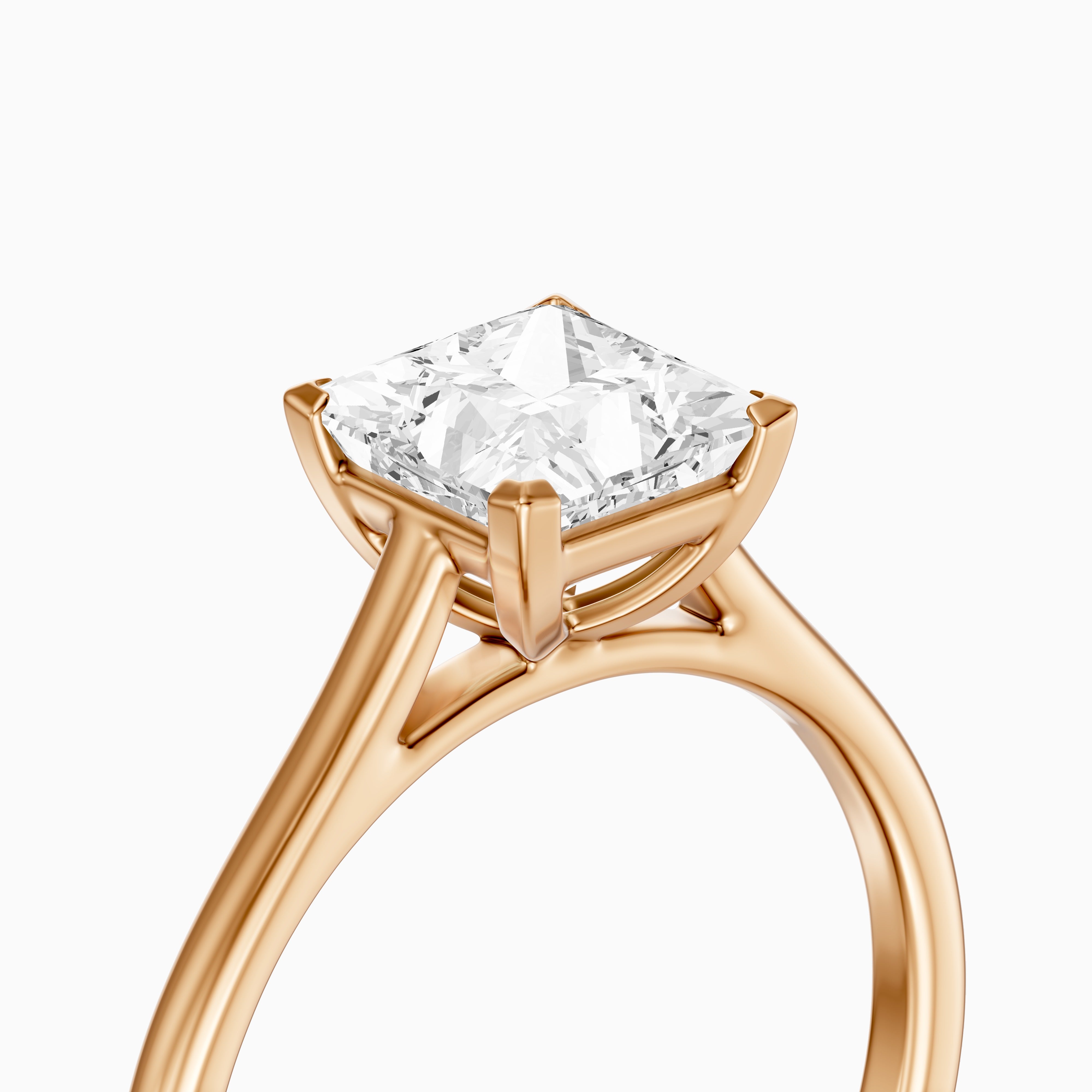 Brenda Princess Cut Solitaire Cathedral Style Lab Grown Engagement Ring