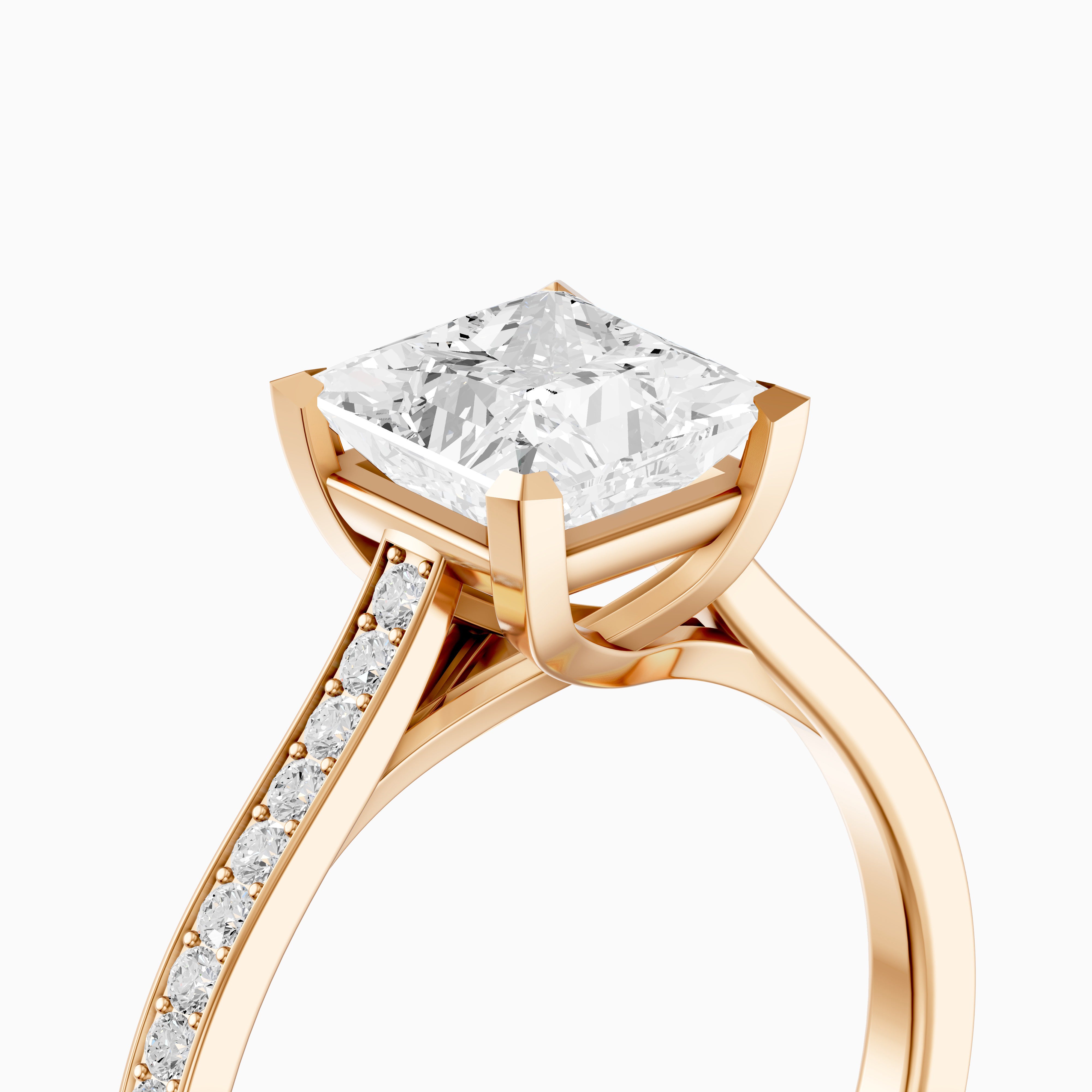 Sierra Princess Cut Channel Set Lab Grown Diamond Engagement Ring