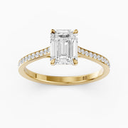 Sierrah Emerald Cut Side Stone Pave Moissanite Engagement Ring