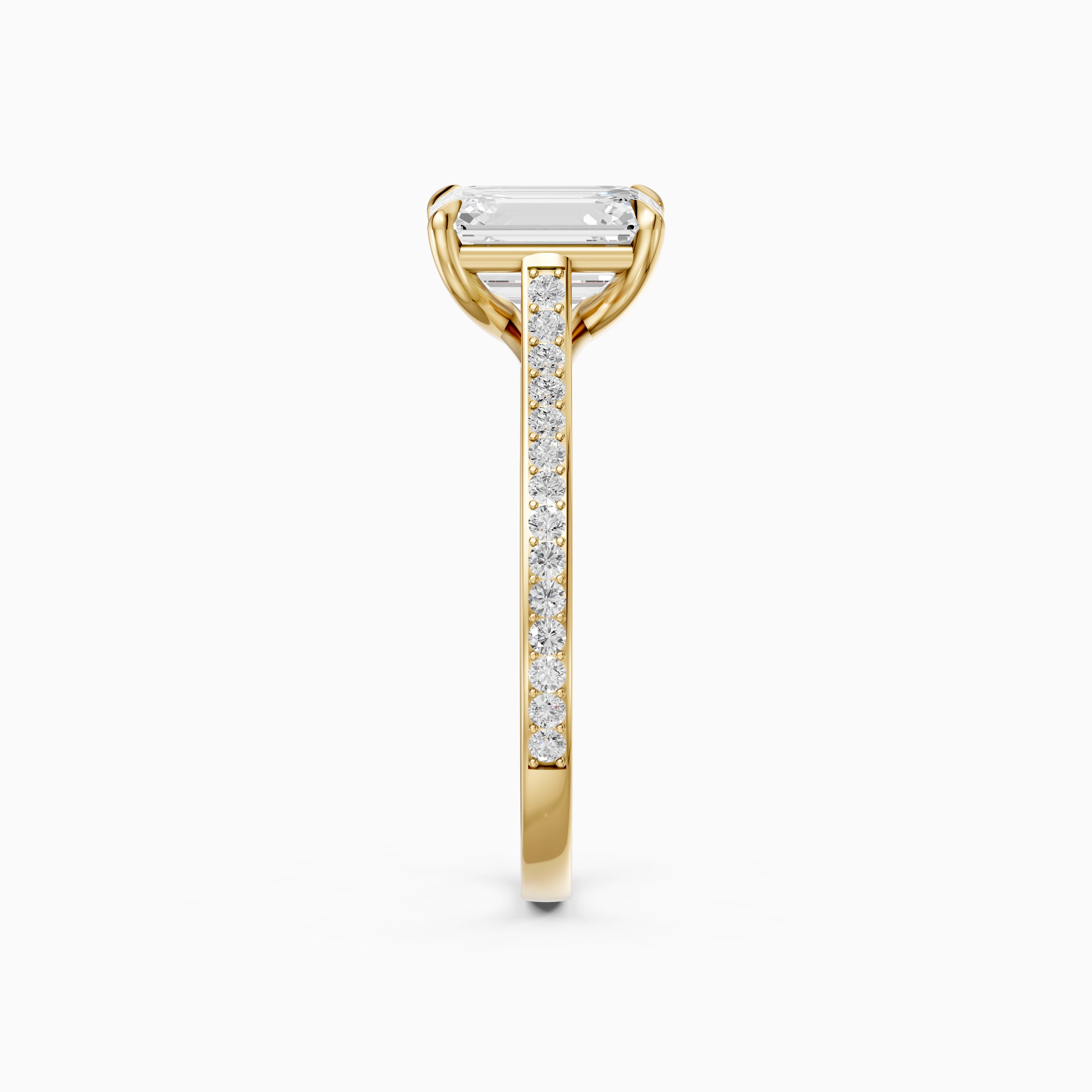 Sierrah Emerald Cut Side Stone Pave Moissanite Engagement Ring