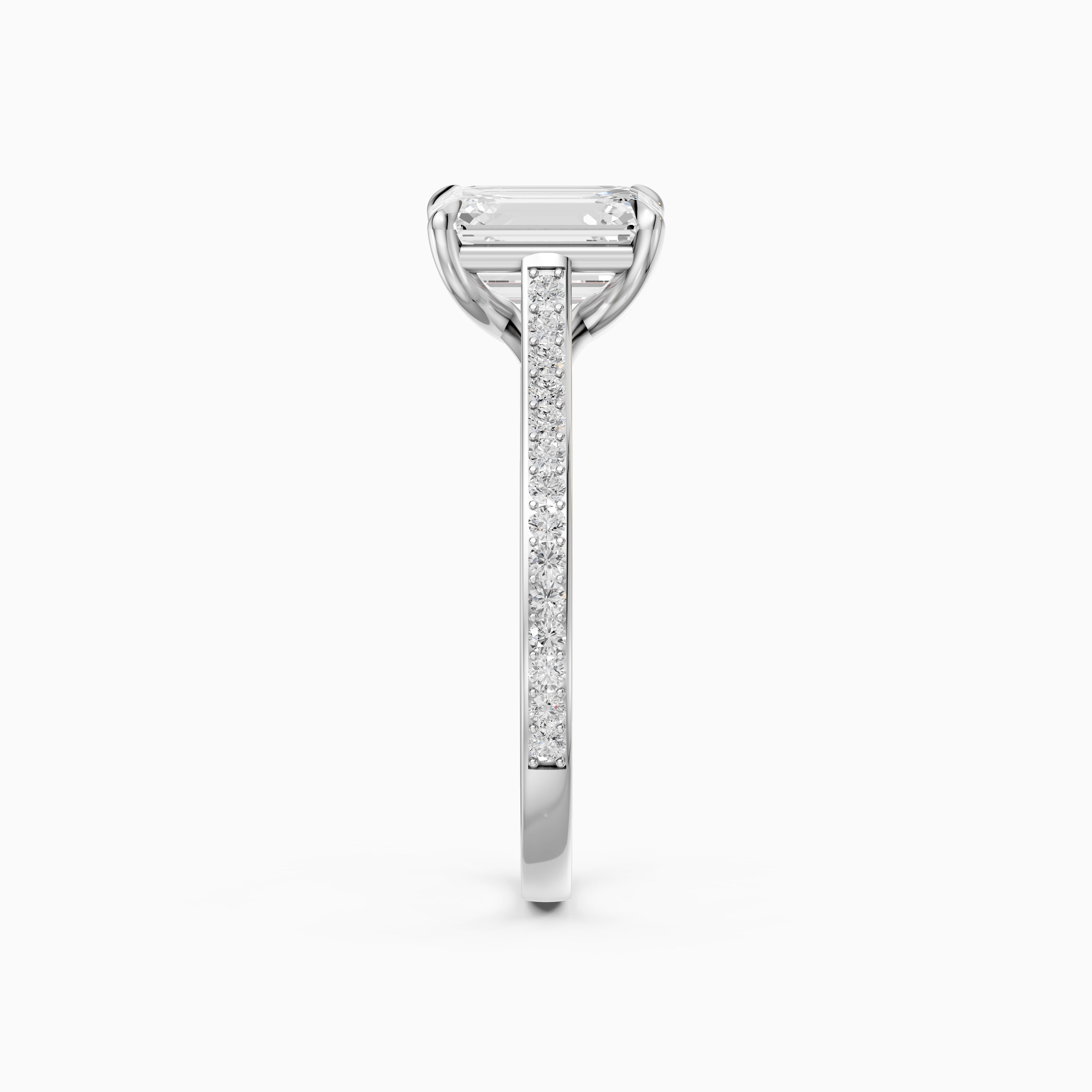 Sierrah Emerald Cut Side Stone Pave Moissanite Engagement Ring