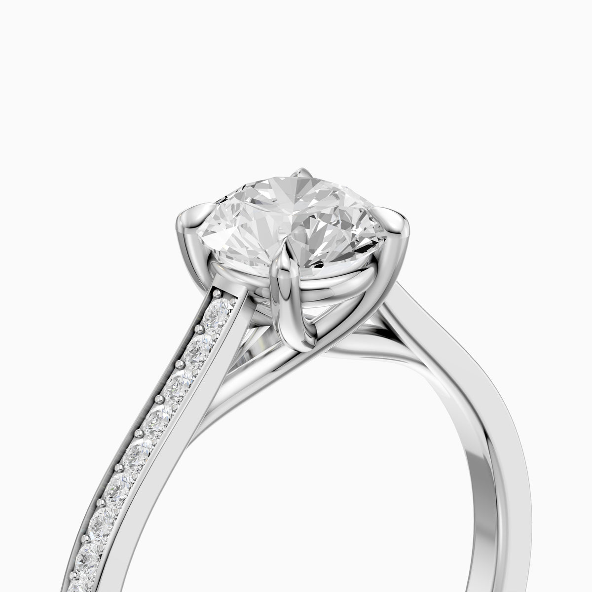 Jaylene Round Cut Side Stone Channel Set Lab Grown Diamond Ring
