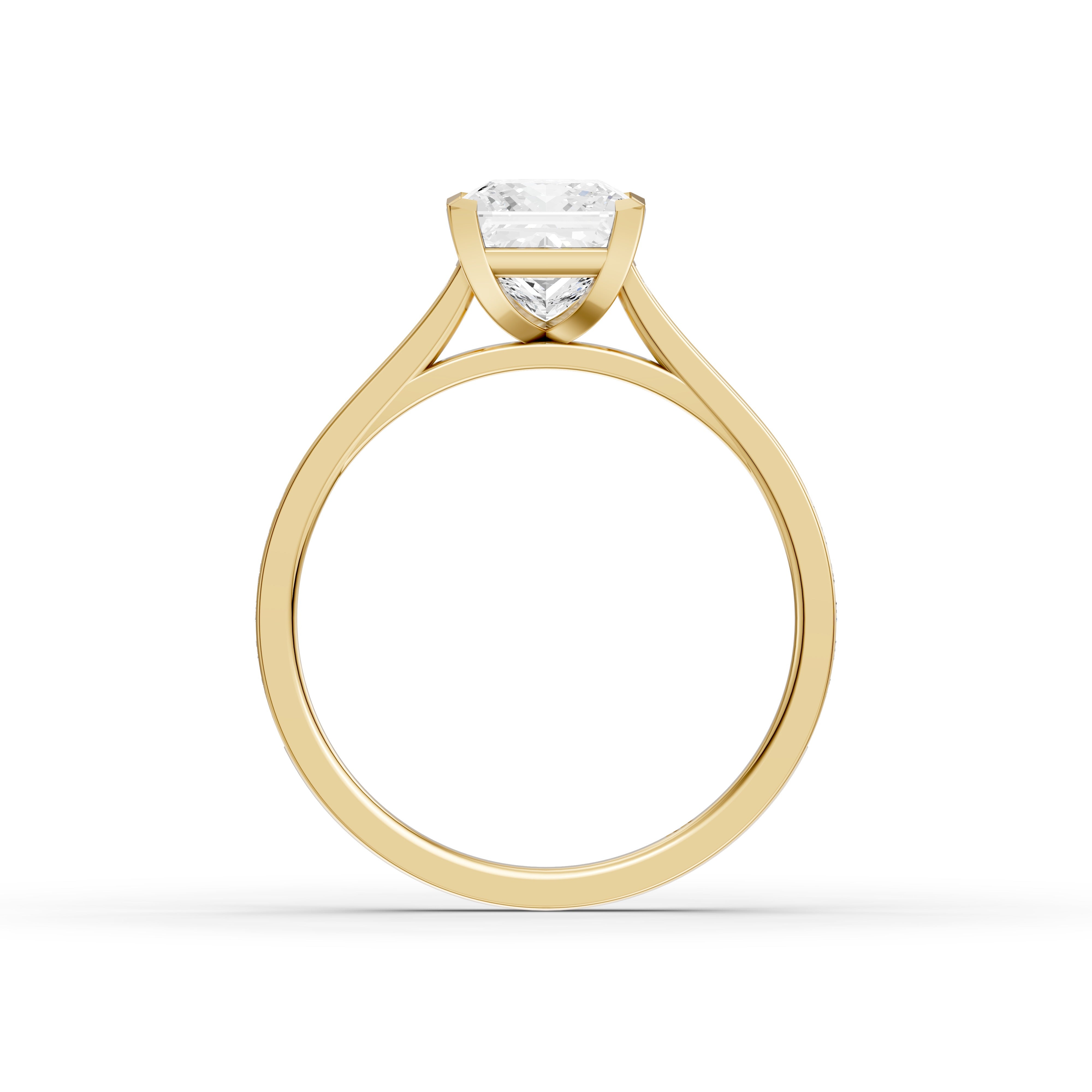 Jaylyn Princess Cut Side Stone Cathedral Lab Grown Diamond Ring