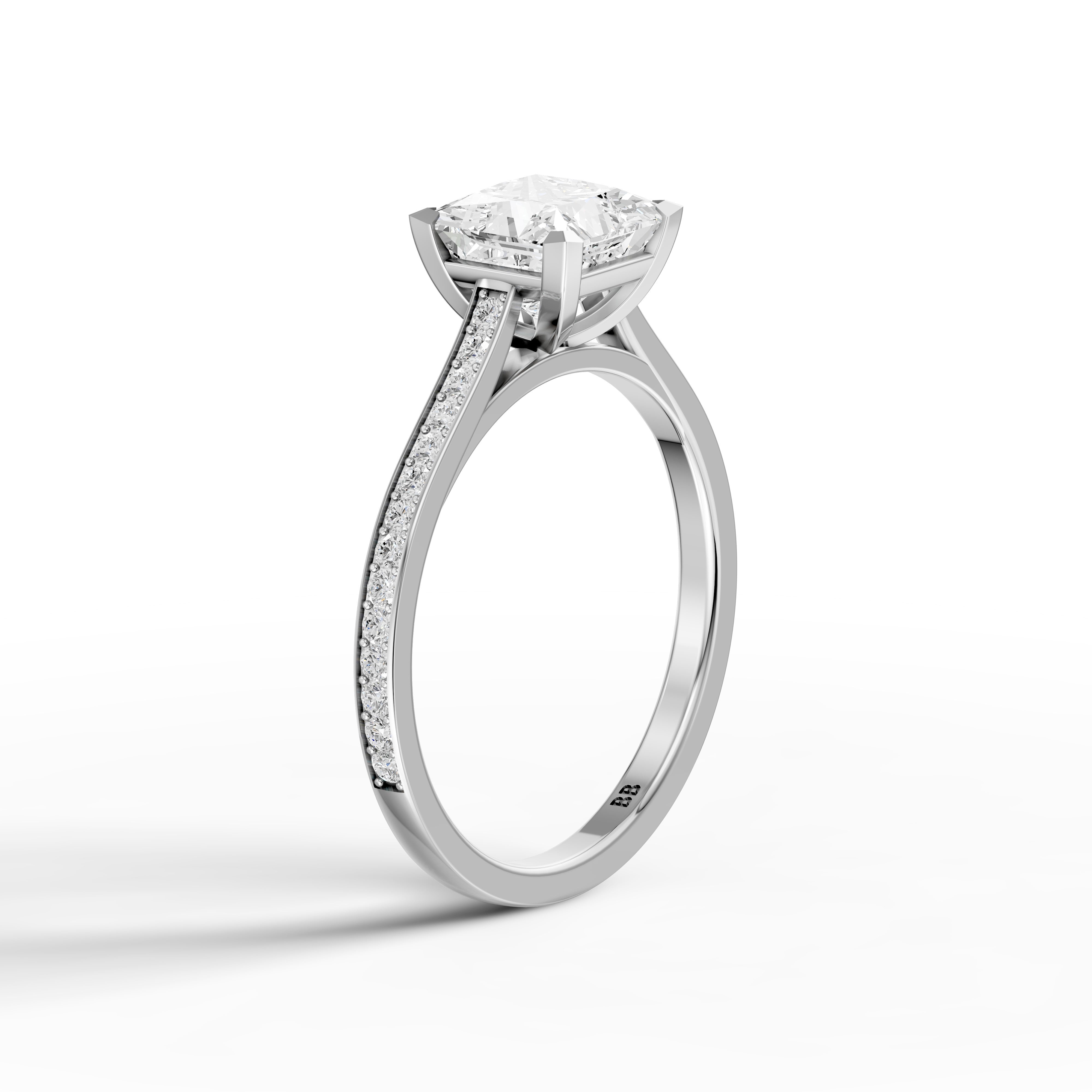 Jaylyn Princess Cut Side Stone Cathedral Lab Grown Diamond Ring