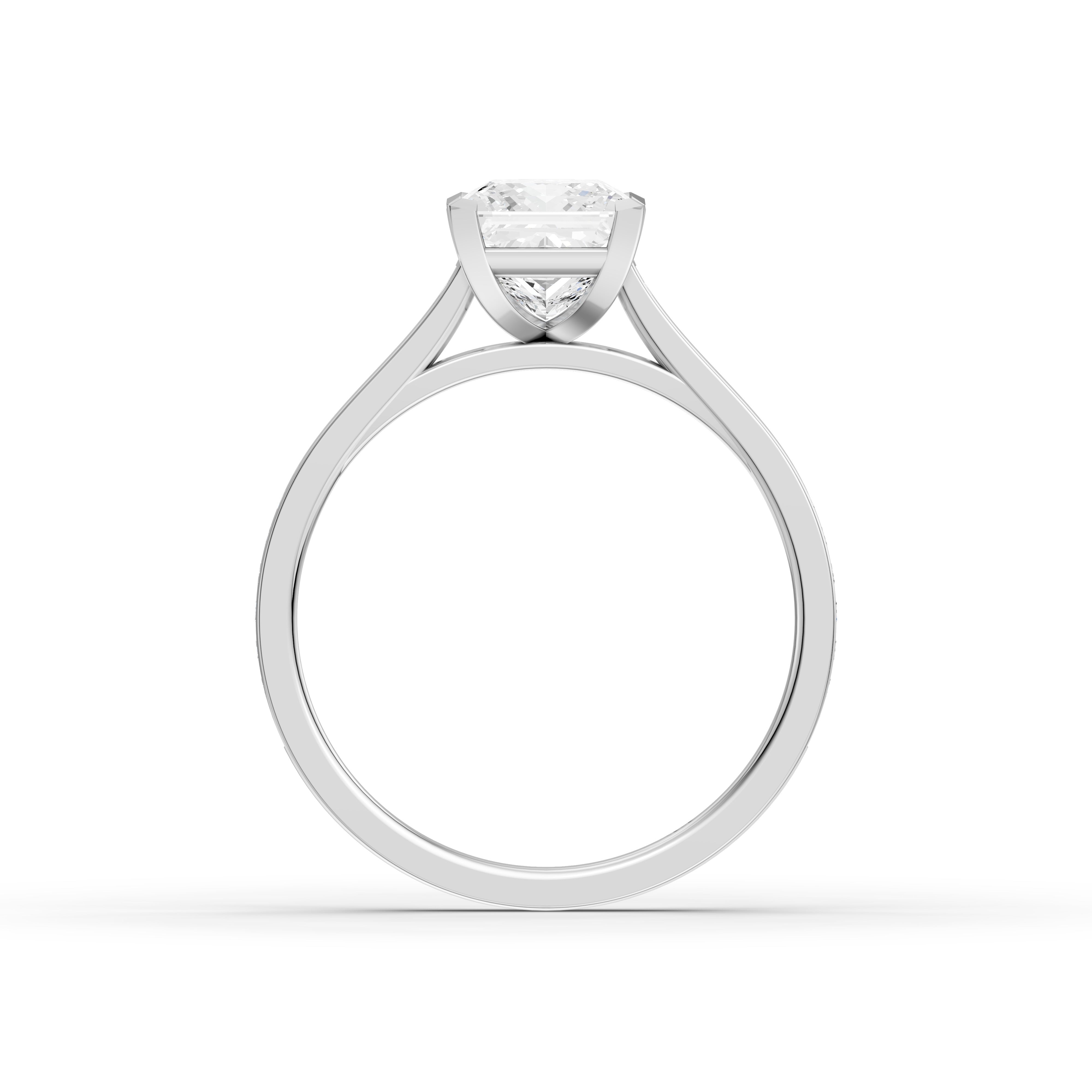 Jaylyn Princess Cut Side Stone Cathedral Lab Grown Diamond Ring