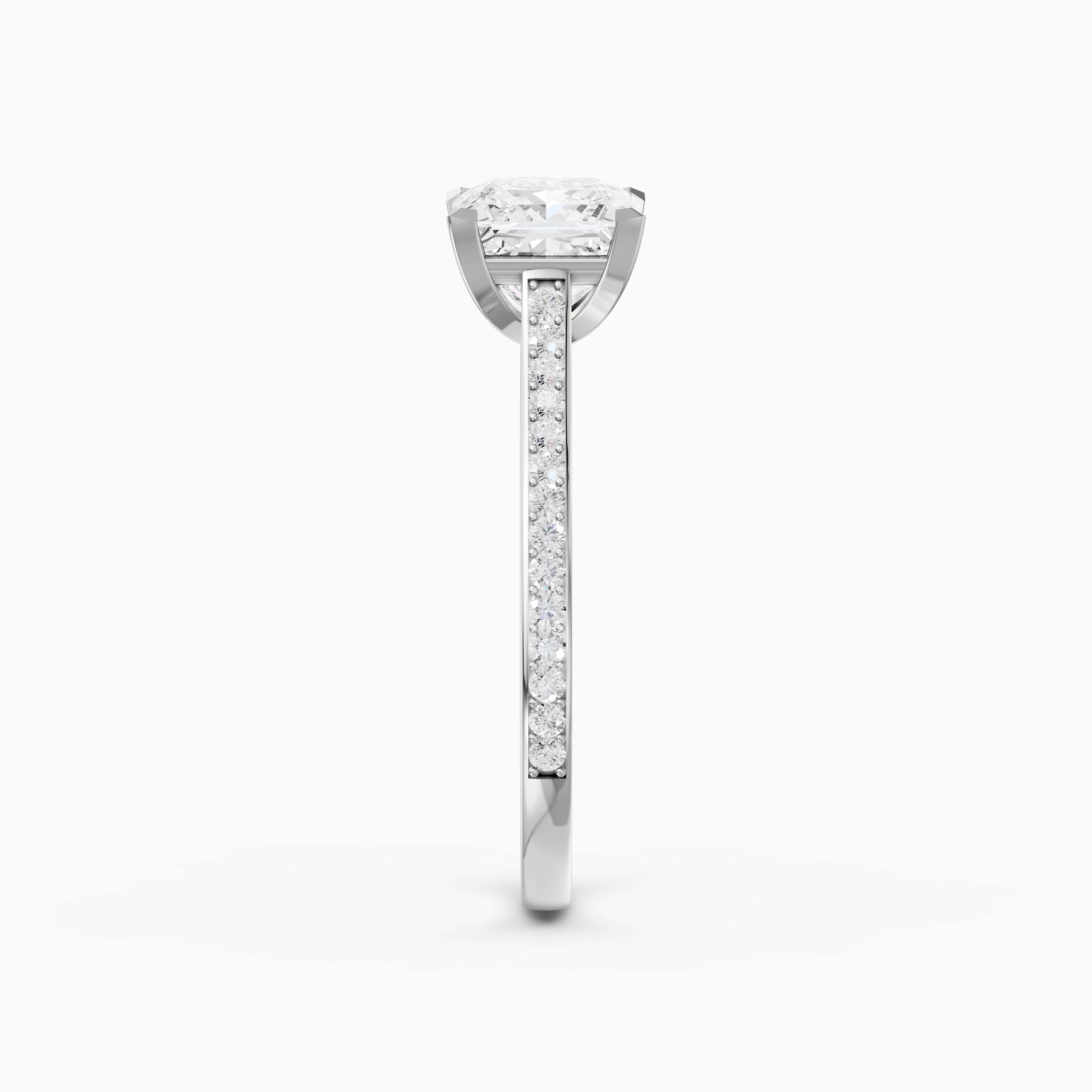 Jaylyn Princess Cut Side Stone Cathedral Lab Grown Diamond Ring