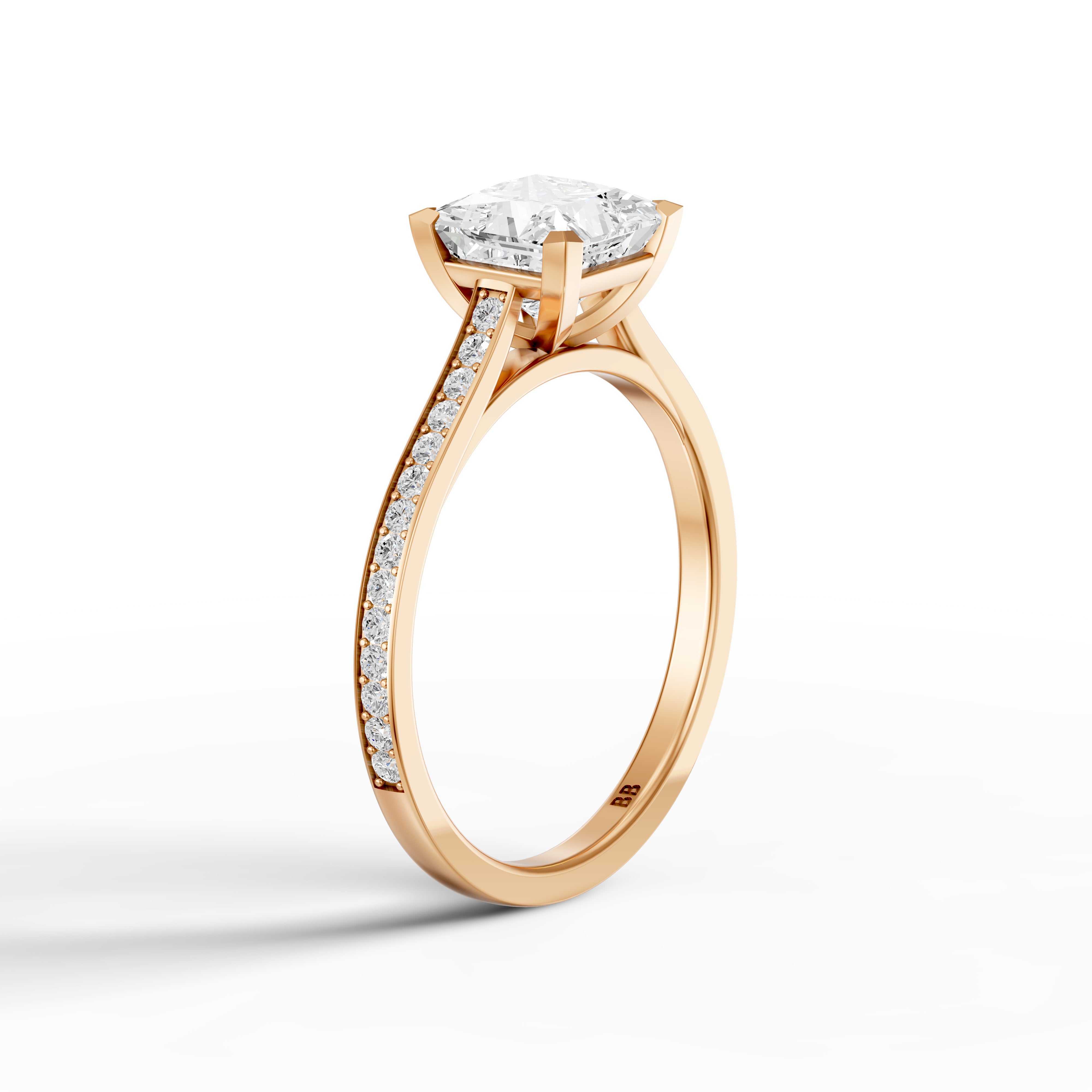 Jaylyn Princess Cut Side Stone Cathedral Lab Grown Diamond Ring