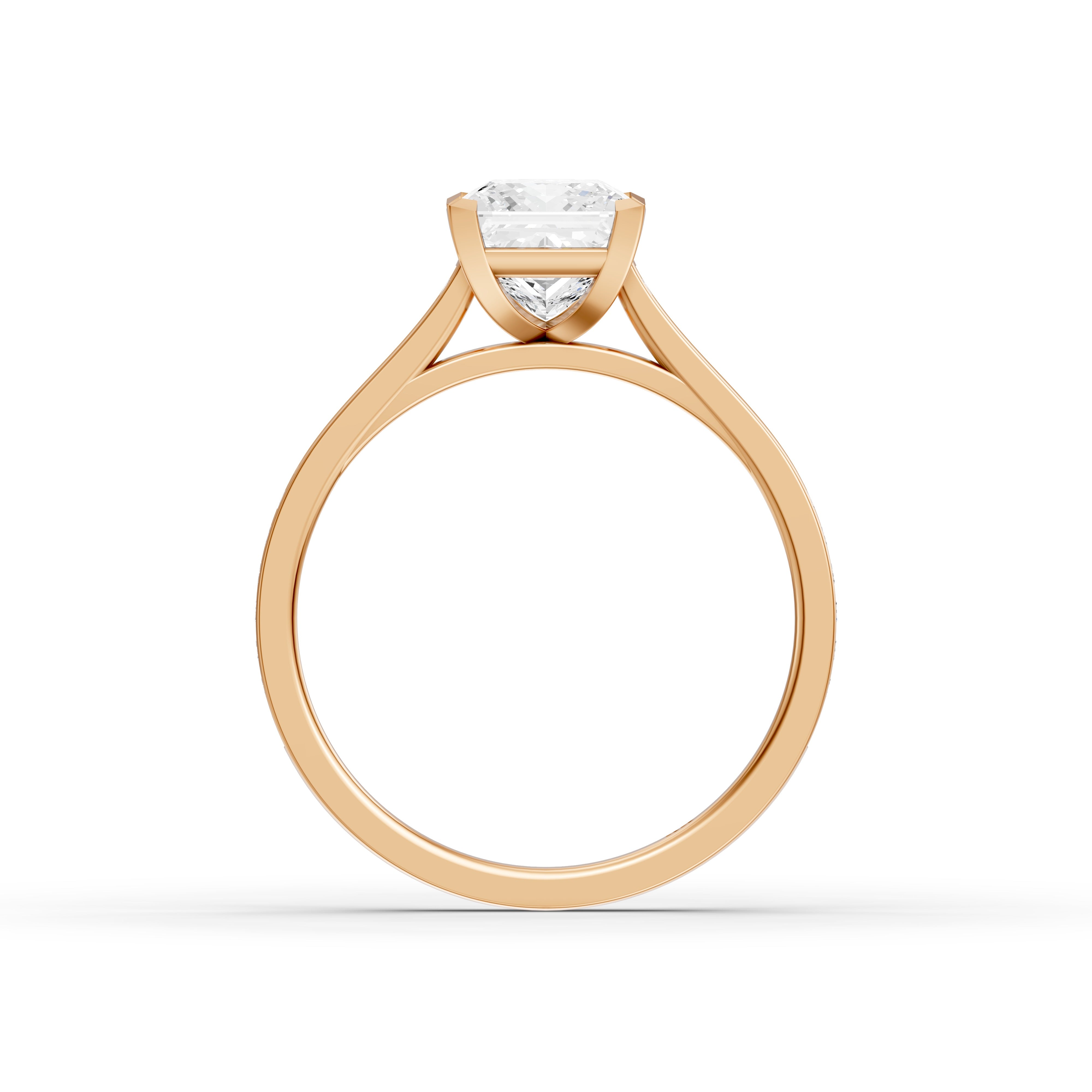 Jaylyn Princess Cut Side Stone Cathedral Lab Grown Diamond Ring